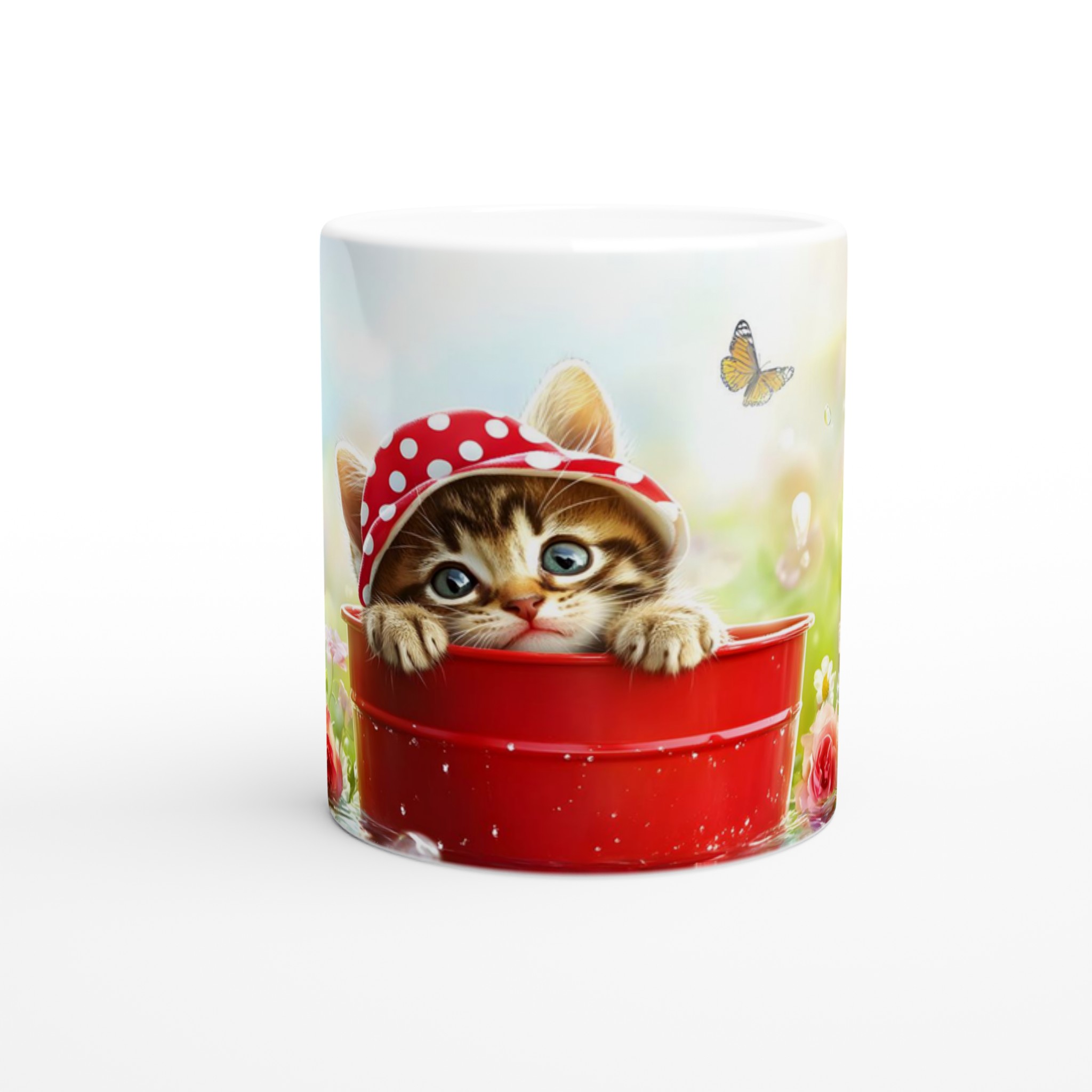 Söt Kattunge i Hink – 11oz Keramikmugg i ditt val av 7 färger 8 179d924b-848b-415f-986f-50865739a0e6