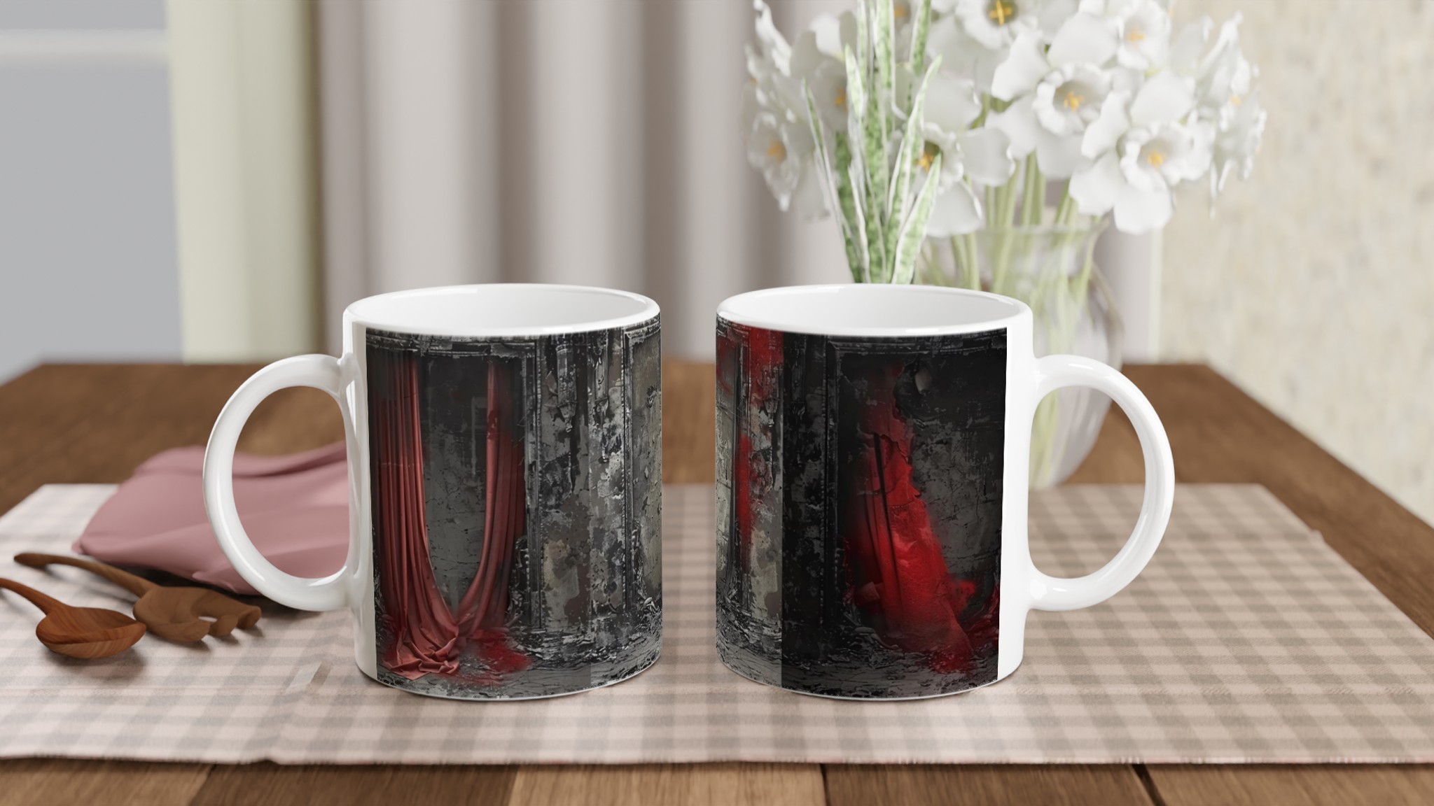 Stilren Vit 11oz Keramisk Mugg med Kontrast av Rött och Svart – Välj Din Färg 10 17dc5b0c-960c-418c-8a82-2b0d4b7cdbbd