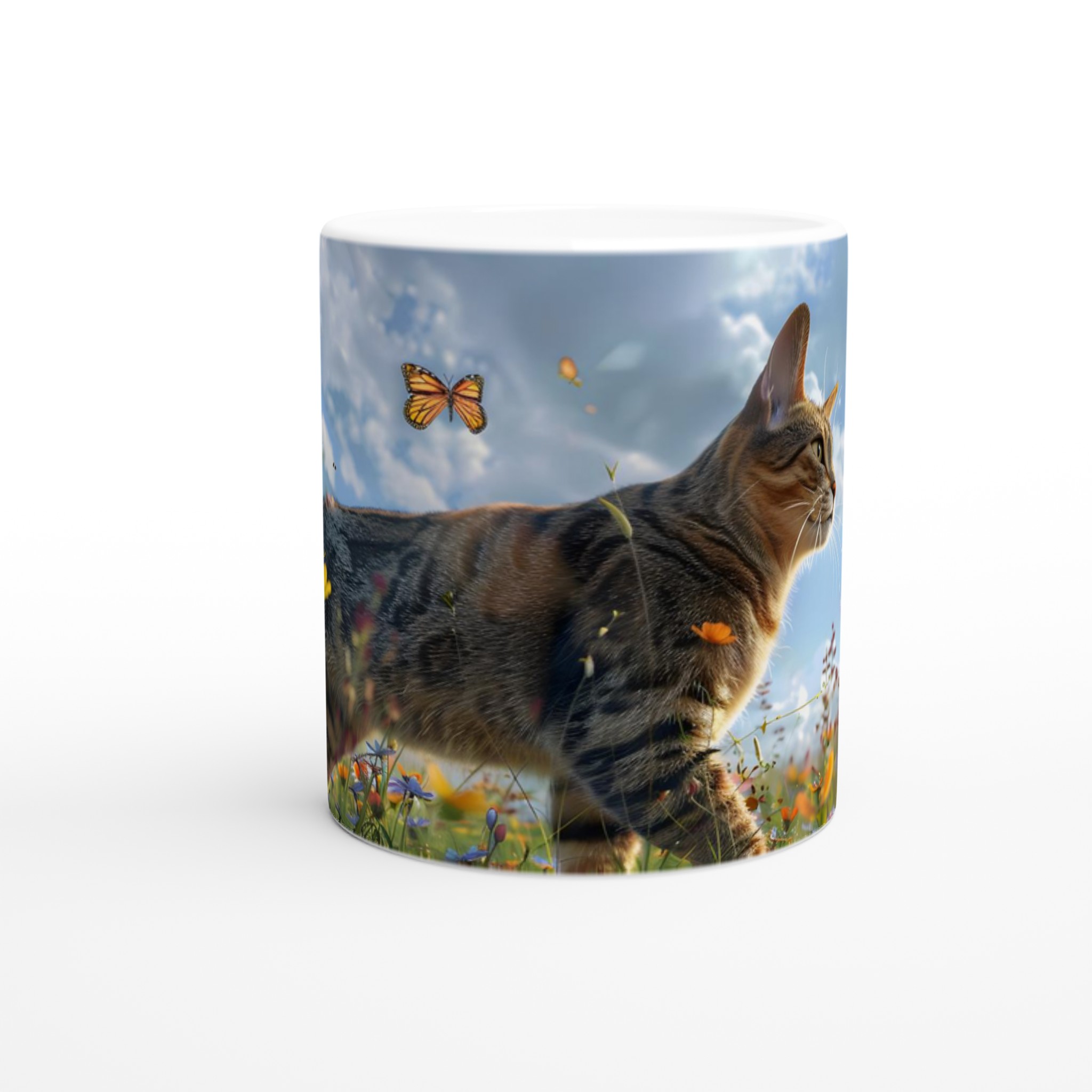 Katt bland Vårblommor – Levande 11oz Keramisk Mugg för Naturälskare 8 18124b62-8df8-4744-84e9-83d19c4bb809