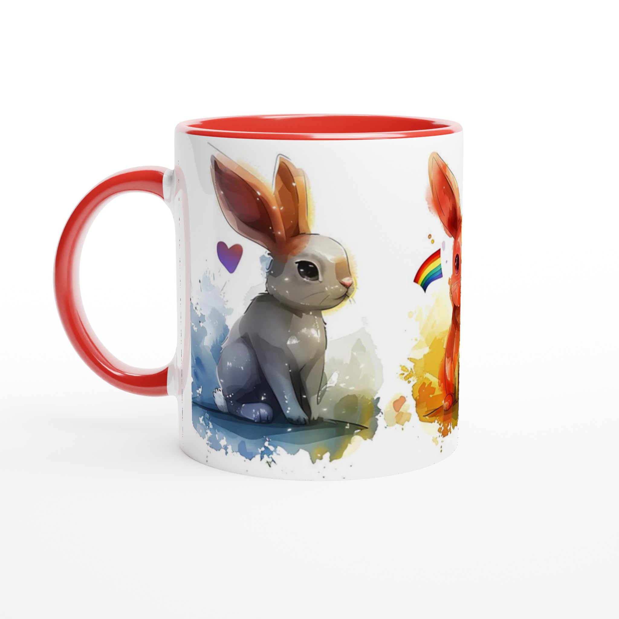 Färgglad Akvarellkanin Mugg – 11oz Keramisk Kaffekopp med Lekfull Design 2 18305a93-631c-46b9-9fc0-349a1c53c6f3