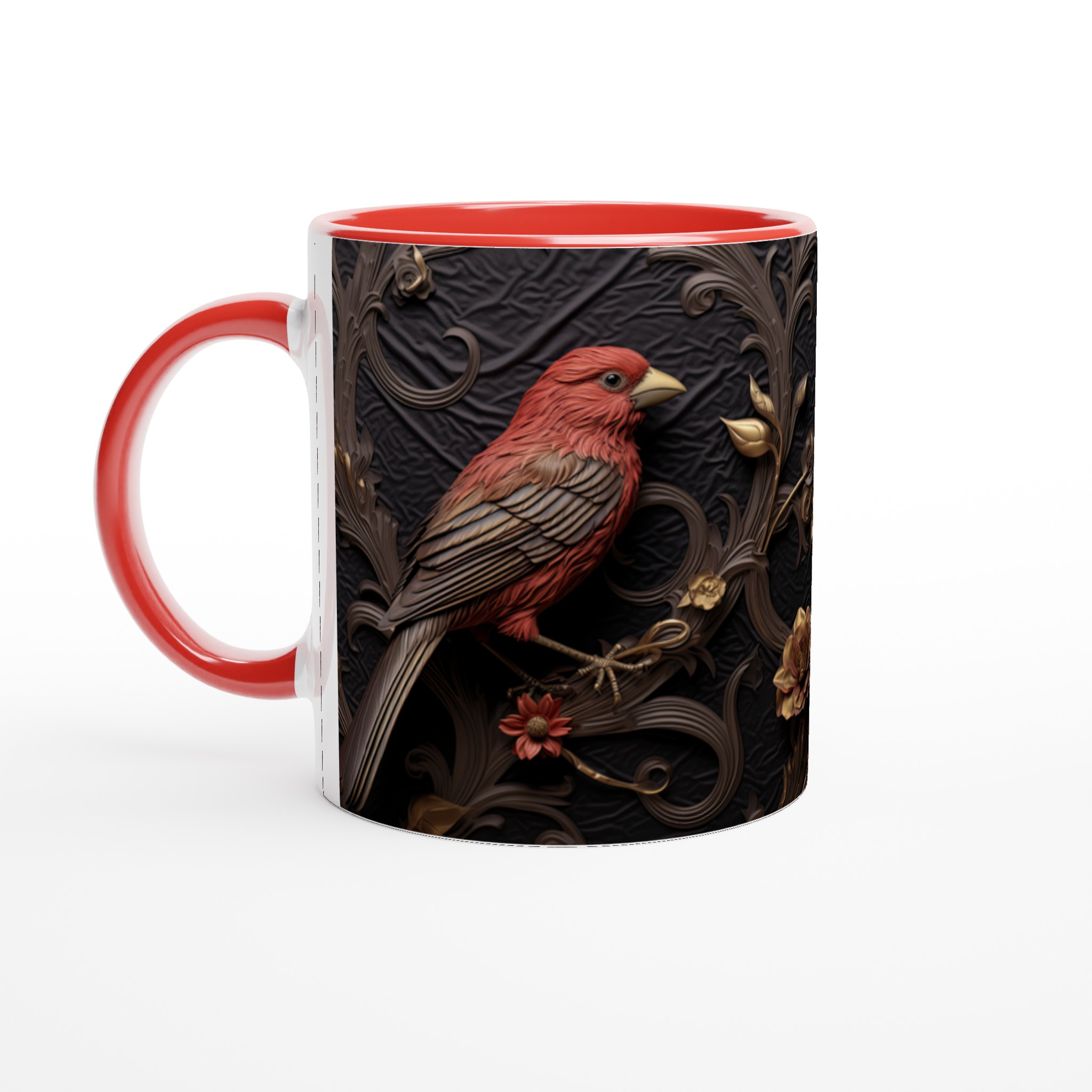Barockfågel Premium Keramikmugg - Elegant Konst & Komfort i 11 oz Vit Mugg 2 185827cf-0945-4e83-ad68-67e960e0508f