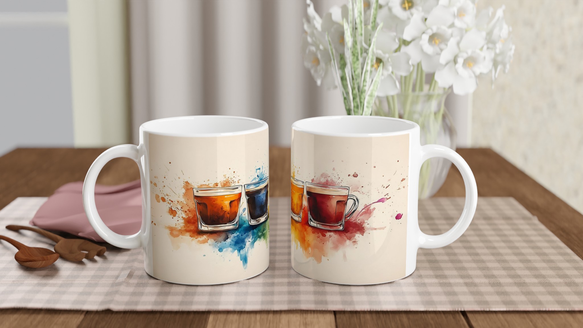 Färgsprakande Kaffekoppar Akvarell Konst Mugg – 11oz Keramisk Mugg i Varianter för Din Stil 10 1860c913-b118-4109-9ae2-102e318756b1