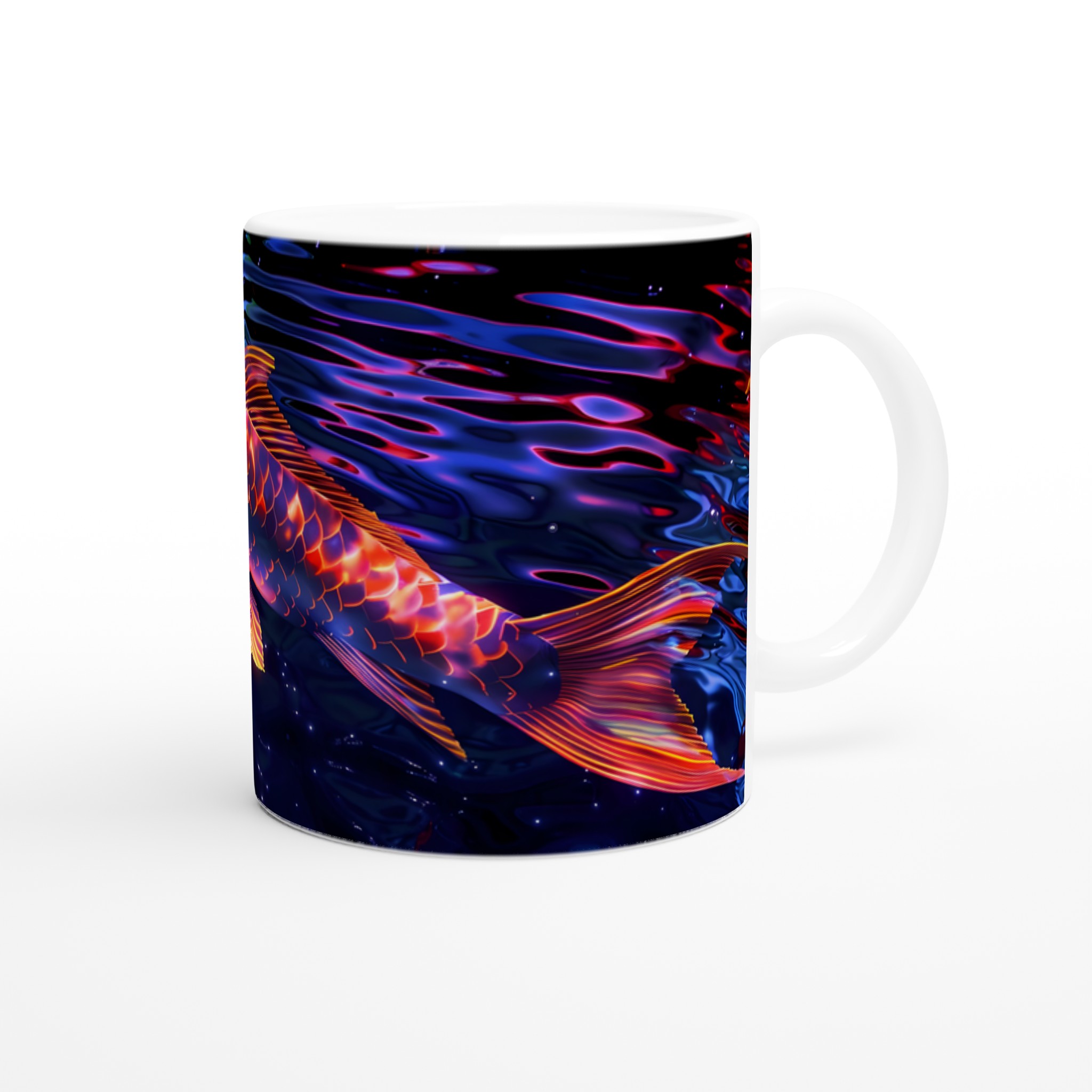 Neon Koi Drömmugg – 11oz Keramisk Kaffemugg med Lysande Fishtryck i Valfri Färg 9 189c1638-9ab5-4811-8aa3-37160d46a0e8