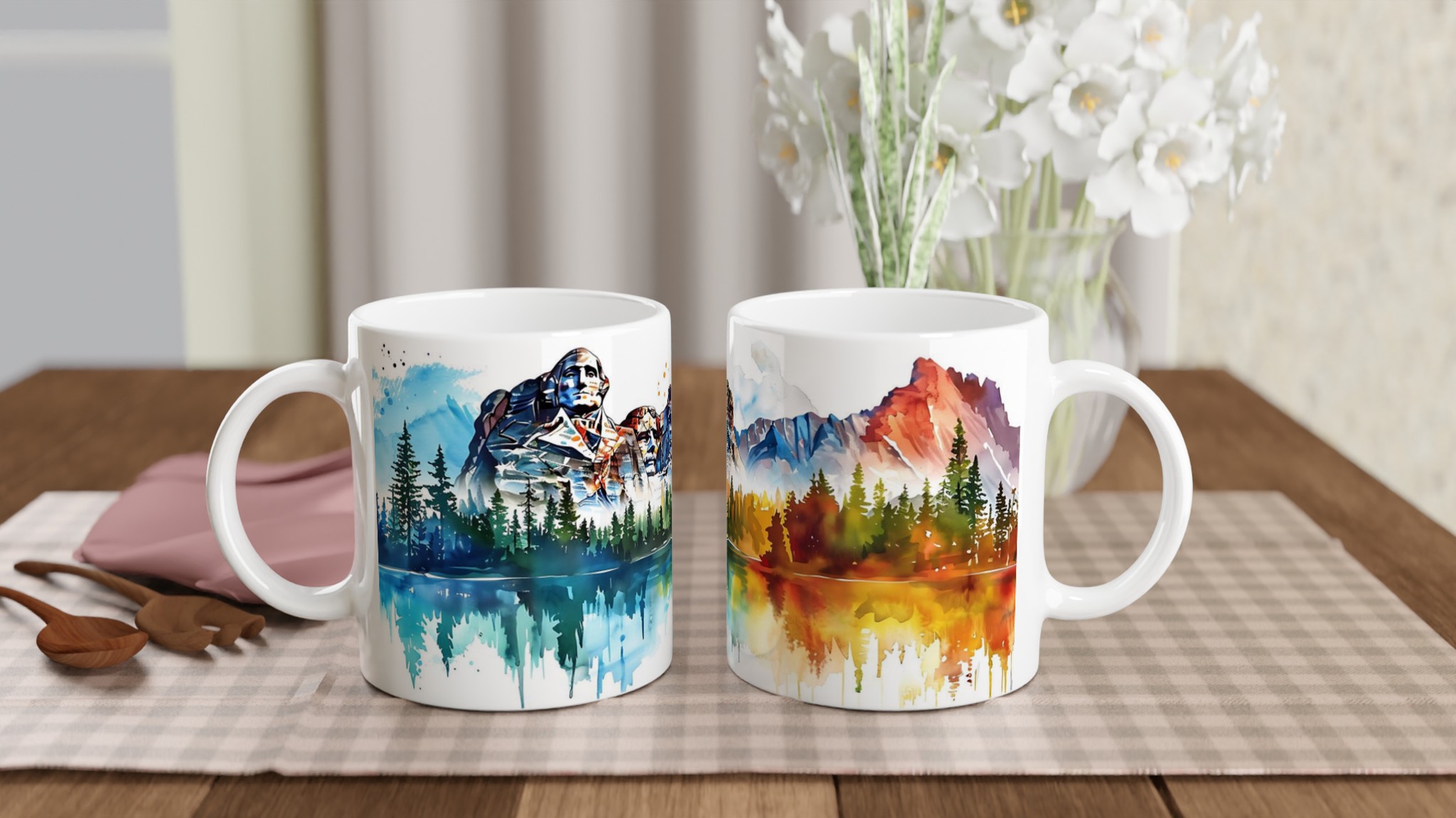 Mount Rushmore Vattenfärg Mugg - USA-historia i Livfulla Nyanser - 11oz Keramisk Kaffekopp 10 18f6e3f0-f561-41ed-b40c-dd1033d82274