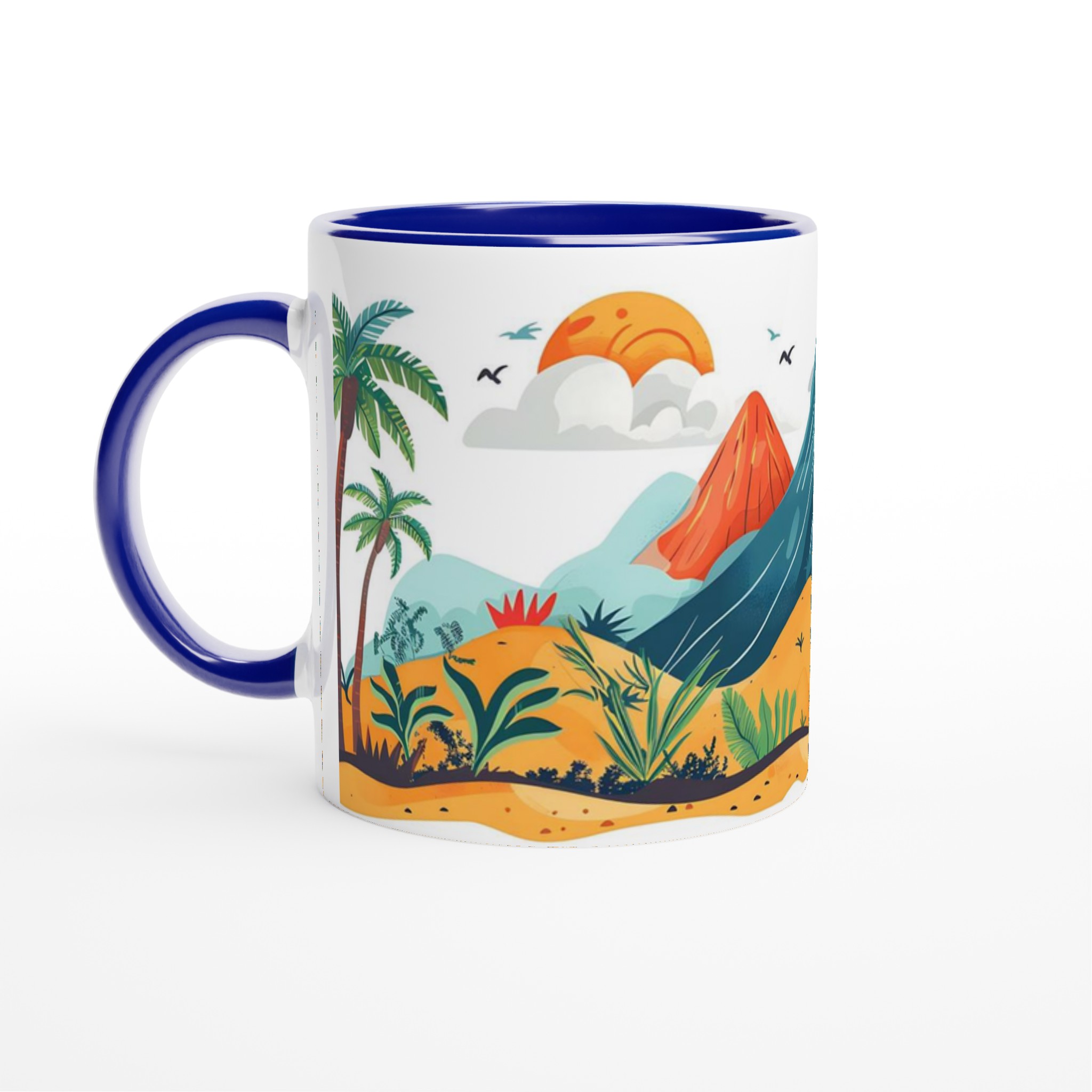 Tropisk Djungel Mugg – Levande Vulkanlandskap & Palmträd – 11oz Keramikmugg i 7 Färger 4 19230e85-5714-4c18-8962-c6e27c46b601