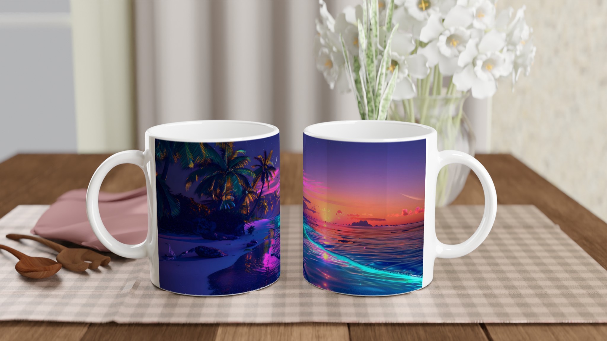 Neon Sunset Strand 11oz Keramisk Mugg – Drömmiga Tropiska Nätter i Valfri Färg! 10 19476a89-8167-4006-b307-a1e36b5e001c