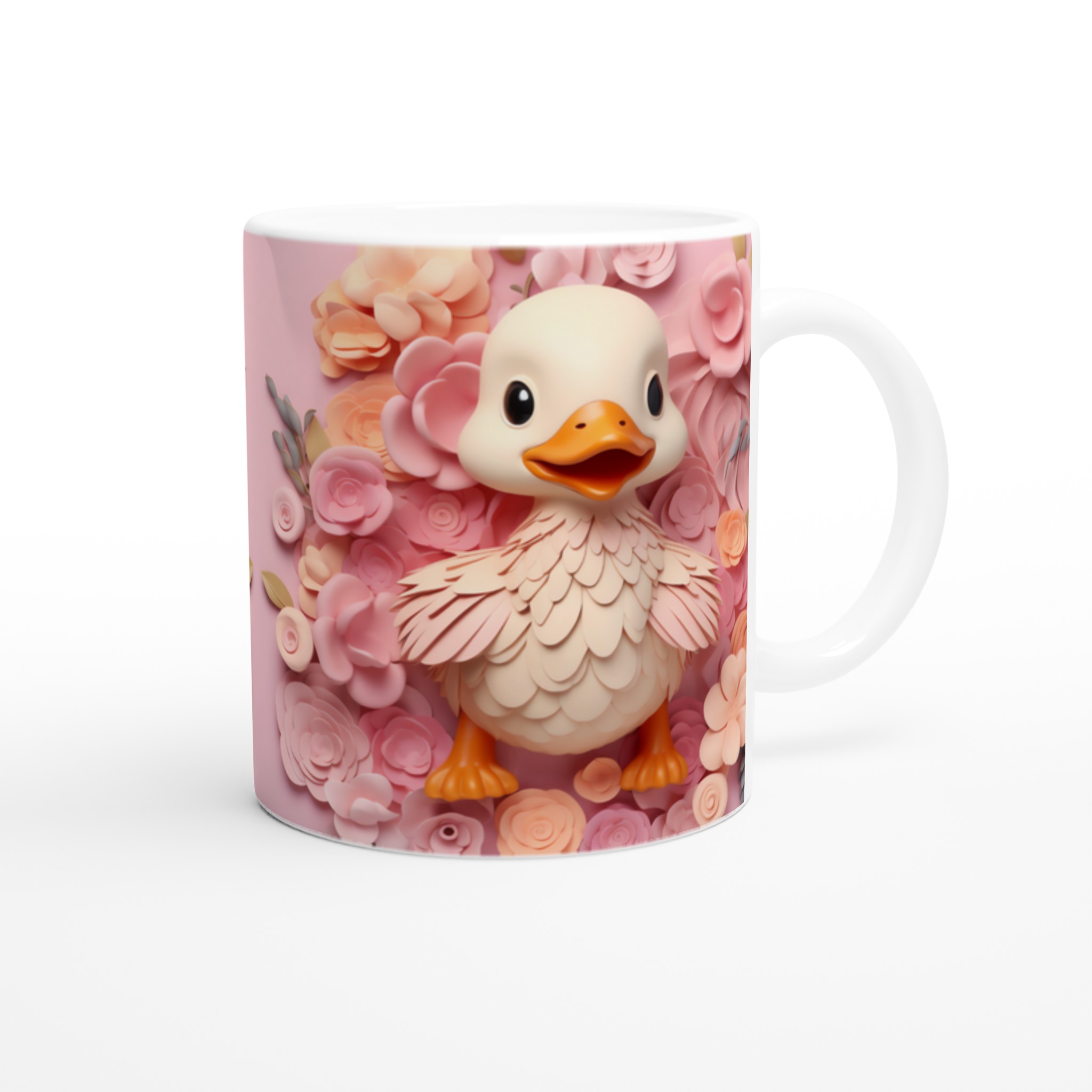 Söt Anka Keramikmugg – Rosa Blomdesign, 11 oz. Välj din färg! 9 1955717b-c076-4394-ad61-f89302b0f149