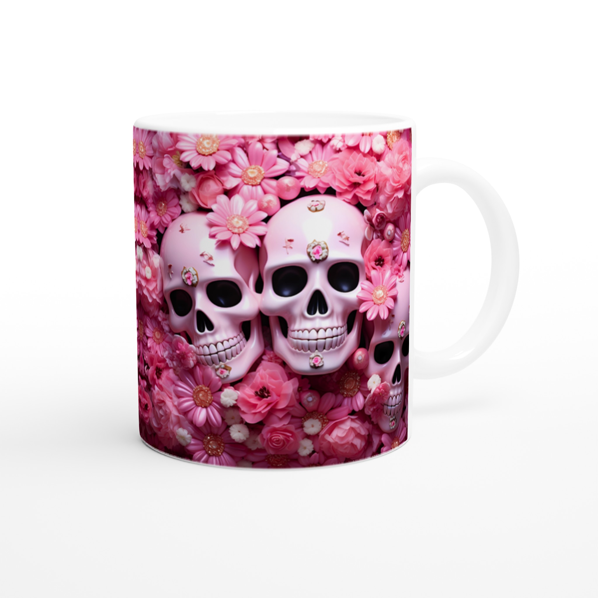 Romantisk Skull Blossom 11oz Keramikmugg – En touch av rosa mystik för din fika 9 1958db2e-7295-47d5-9249-7abd5d6a3231