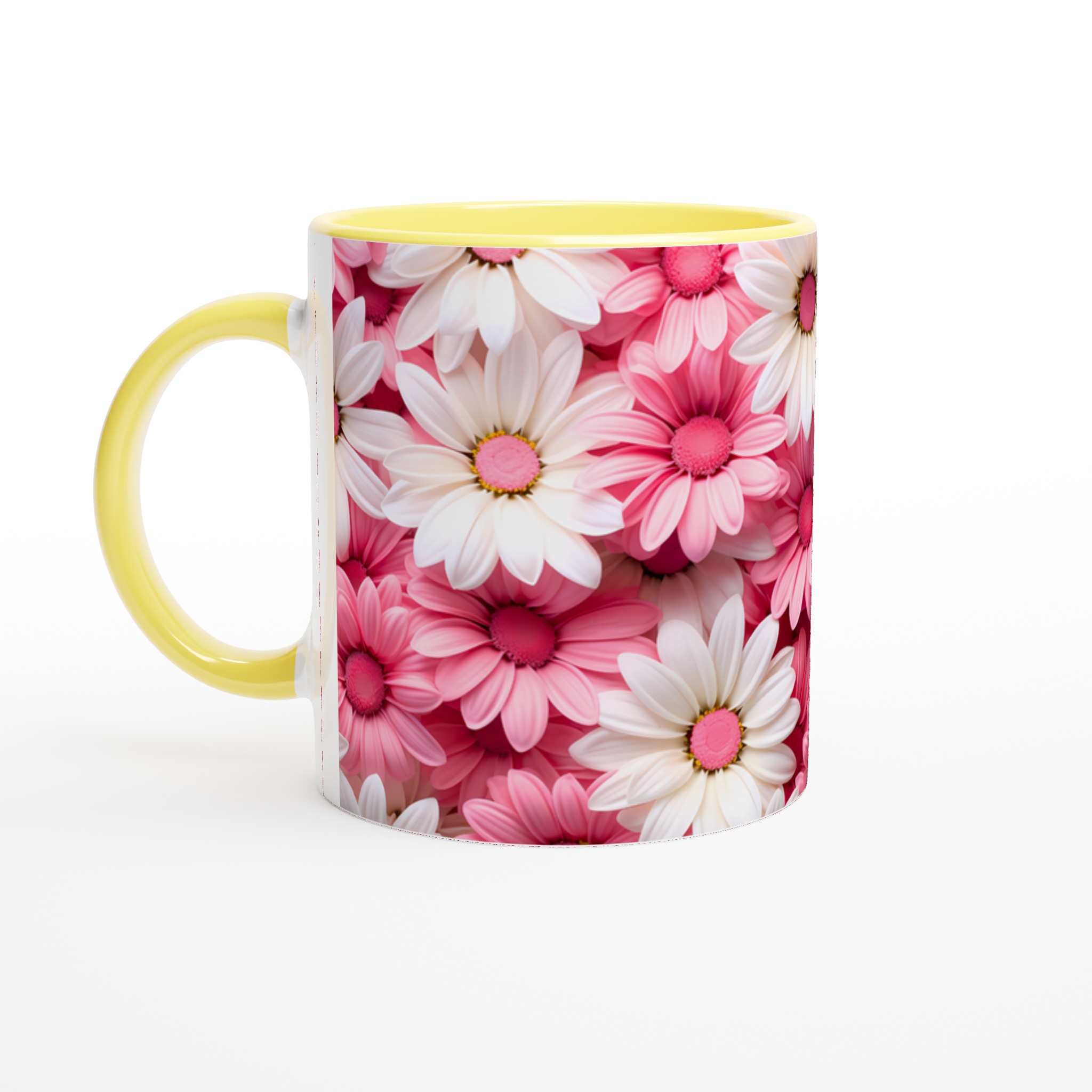 Blomstrande 11oz Keramikmugg – Rosa & Vit Margeritmönster, En Färgexplosion för Din Dryck 5 19719541-734e-4129-bb03-851532b44bf5