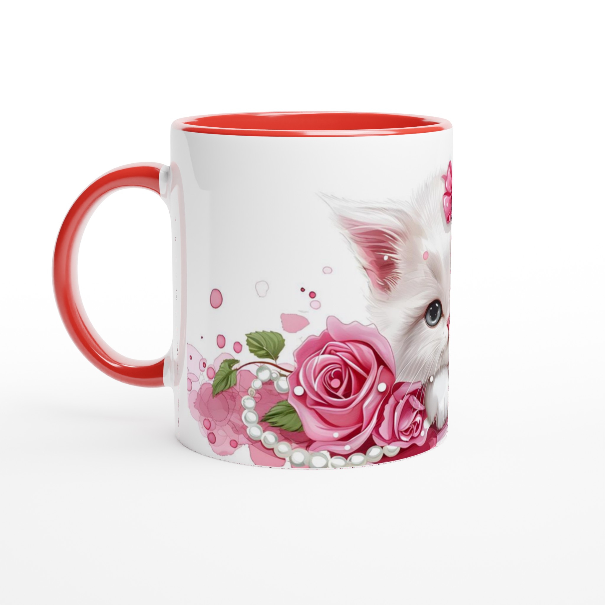 Söt kattunge och rosa rosor 11oz keramikmugg – Perfekt present för kattälskare 2 19b3185b-da21-43cd-9d0f-97b282a06ec6