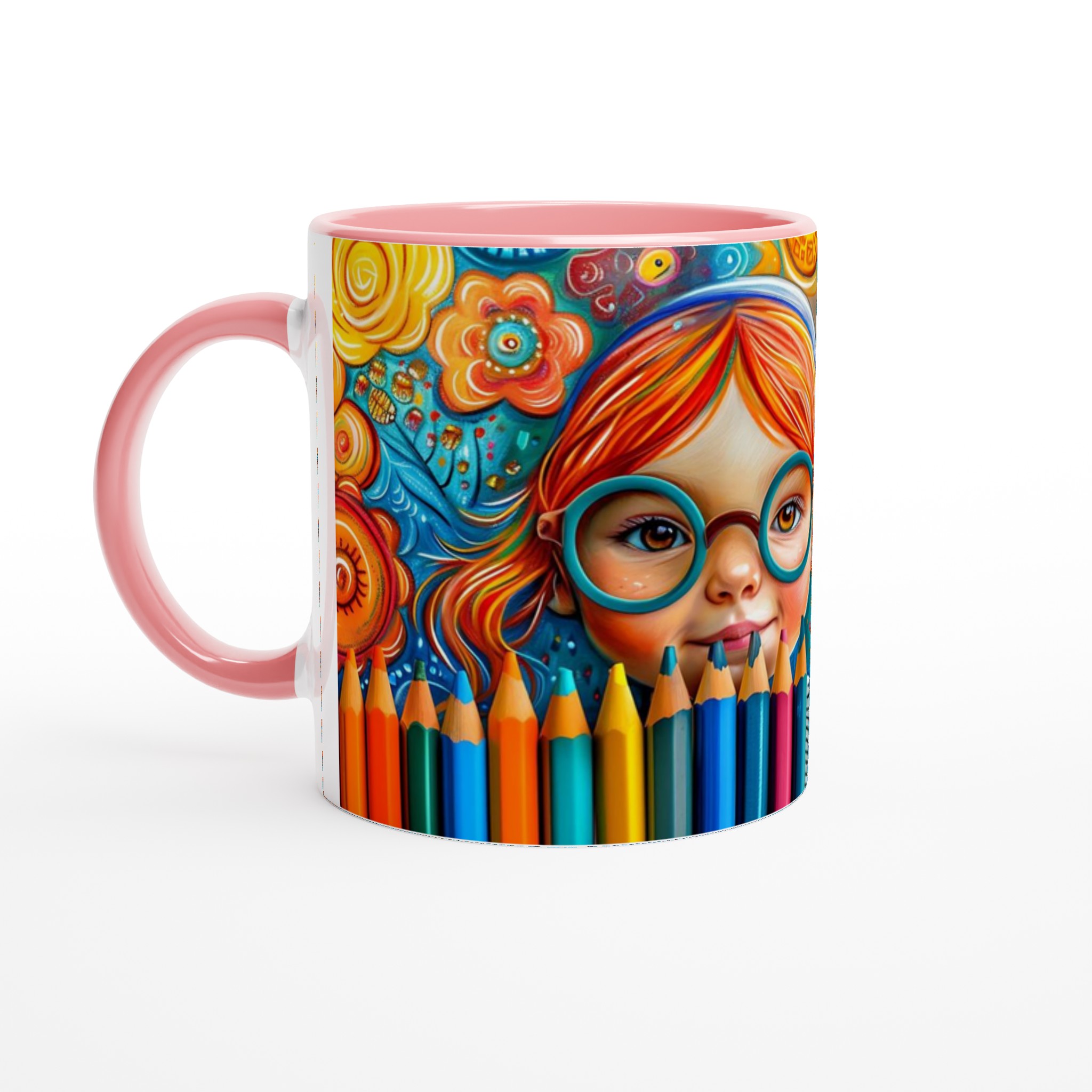 Konstnärlig Glädje Mugg – Vibrerande Design med Flicka & Pennor, 11oz Keramikmugg i Flera Färger 6 19cc41b9-6ab8-4d73-a689-dc4847bbc145