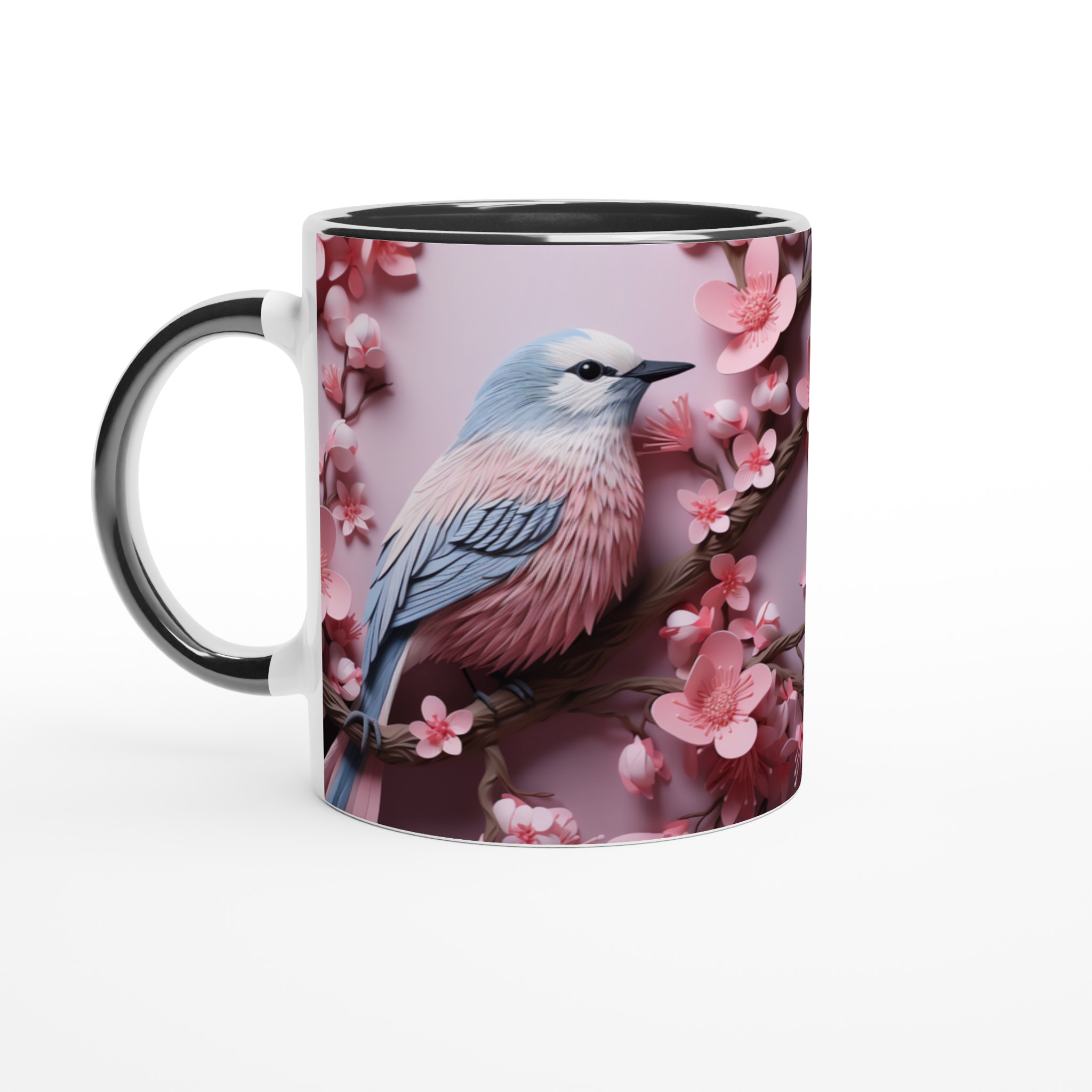 Körsbärsfågel Mugg – Keramisk 11oz Mugg med Drömsk Papperskonst och Vårinspirerade Färgval 7 1a2297c9-9fa1-41bc-8ea4-50d09a63a253