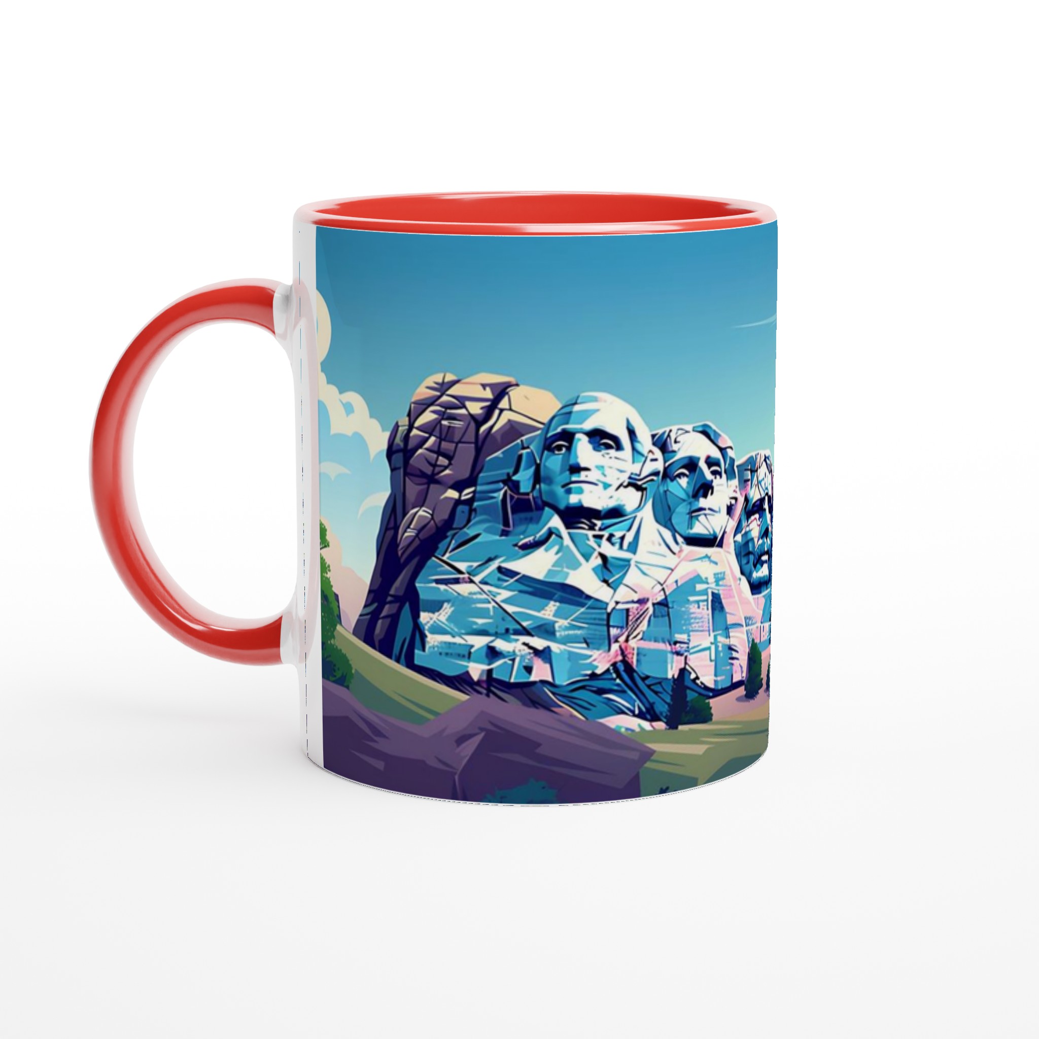 Mount Rushmore Pop Art Mugg – Historisk Ikon i Vibrant Blå Nyanser 2 1adc44e9-ce0a-41ed-8148-cac799f67227