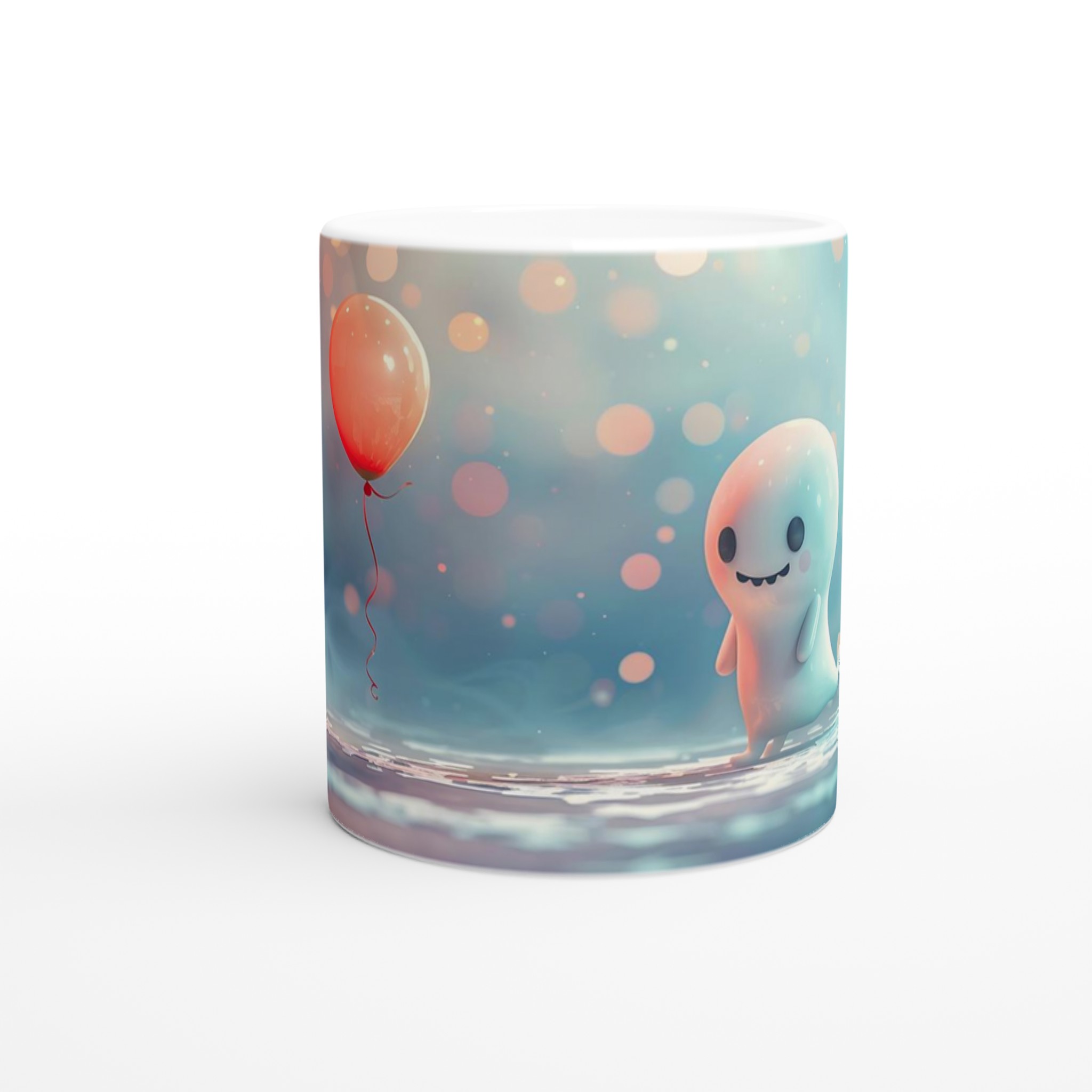 Söt Spöke med Ballong – Vit 11oz Keramisk Mugg för Glädje och Färg 8 1b4c1a68-e09f-4821-b23d-686112c04b62