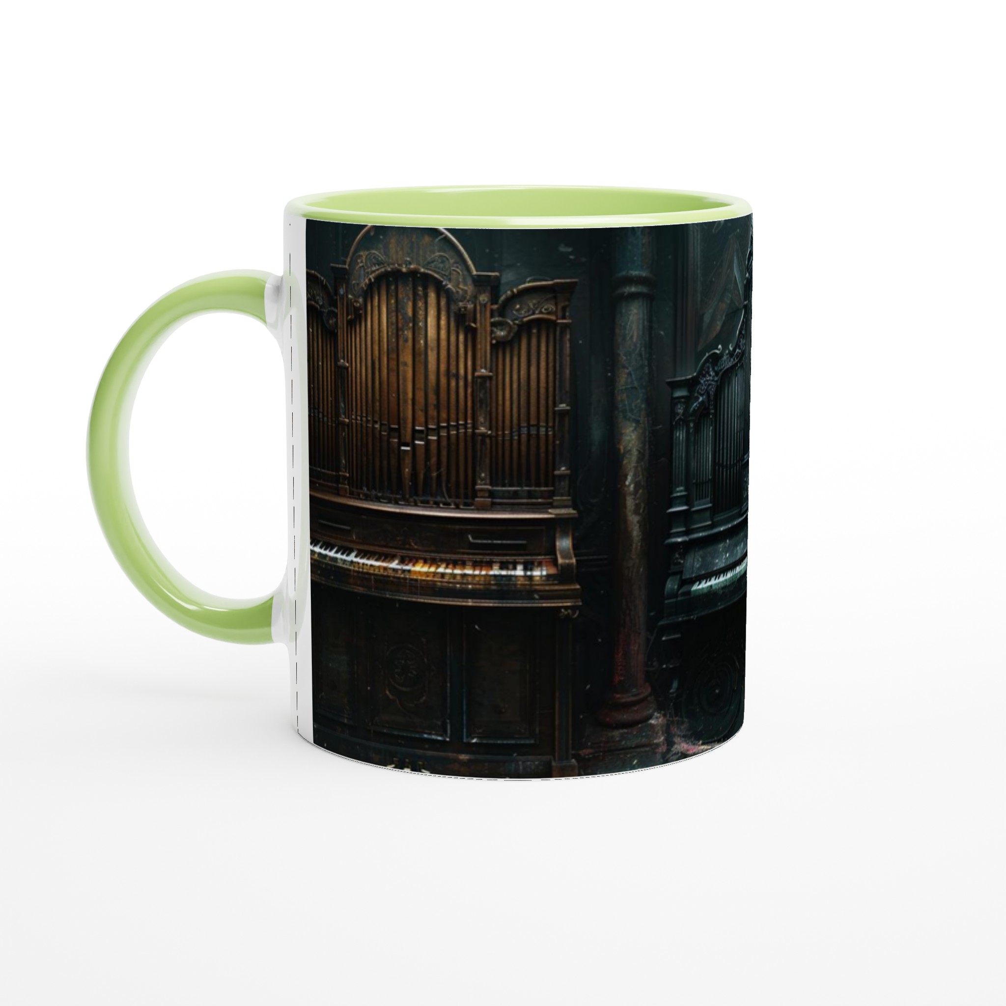 Vit 11oz Keramisk Mugg med Gotiskt Orgelmotiv i Tidlös Elegans 3 1b700acc-0579-4304-8dee-21ada3ae72a9