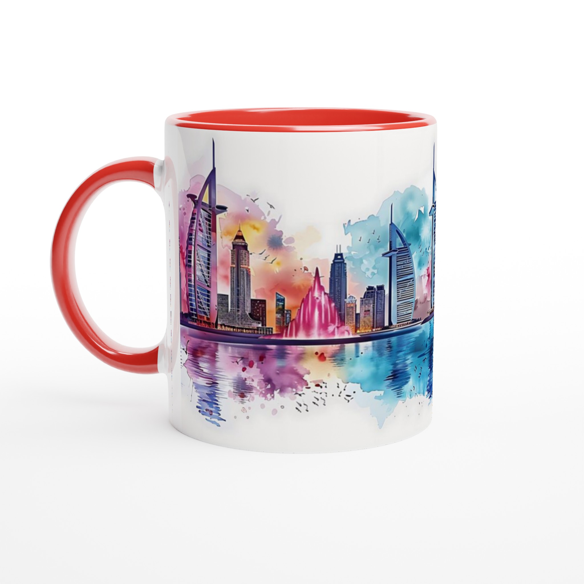 Dubai Akvarell Stadssiluett Mugg - Konstnärlig Kaffekopp med Burj Khalifa & Burj Al Arab i Levande Färger 2 1bfddd00-f9b9-4f82-a62a-278cd29a1e81