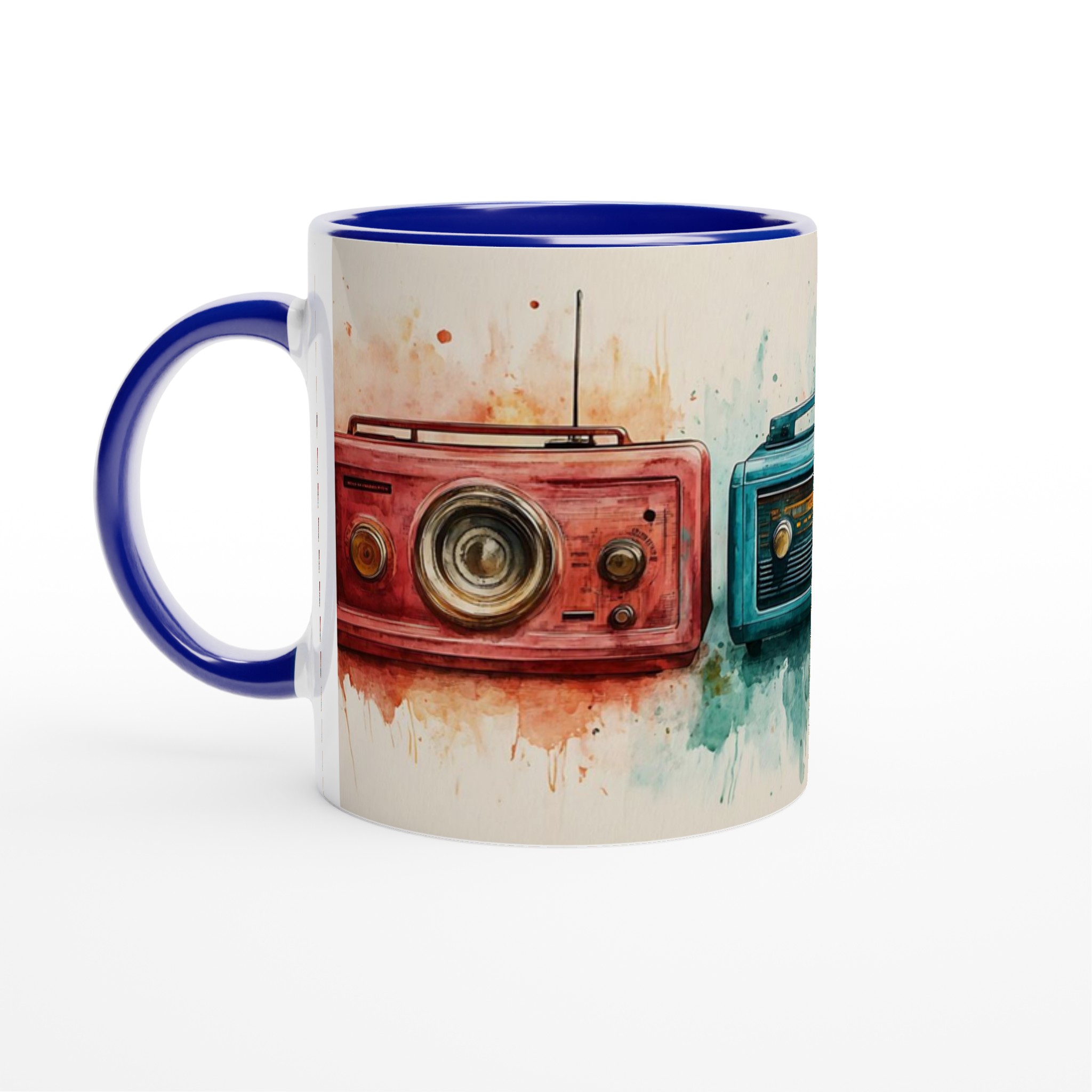 Retro Radios Akvarellmugg – 11oz Keramisk Mugg i Valfri Färg för Musikälskaren 7 1c26f6c6-13d6-4e48-956b-d06924e1233e