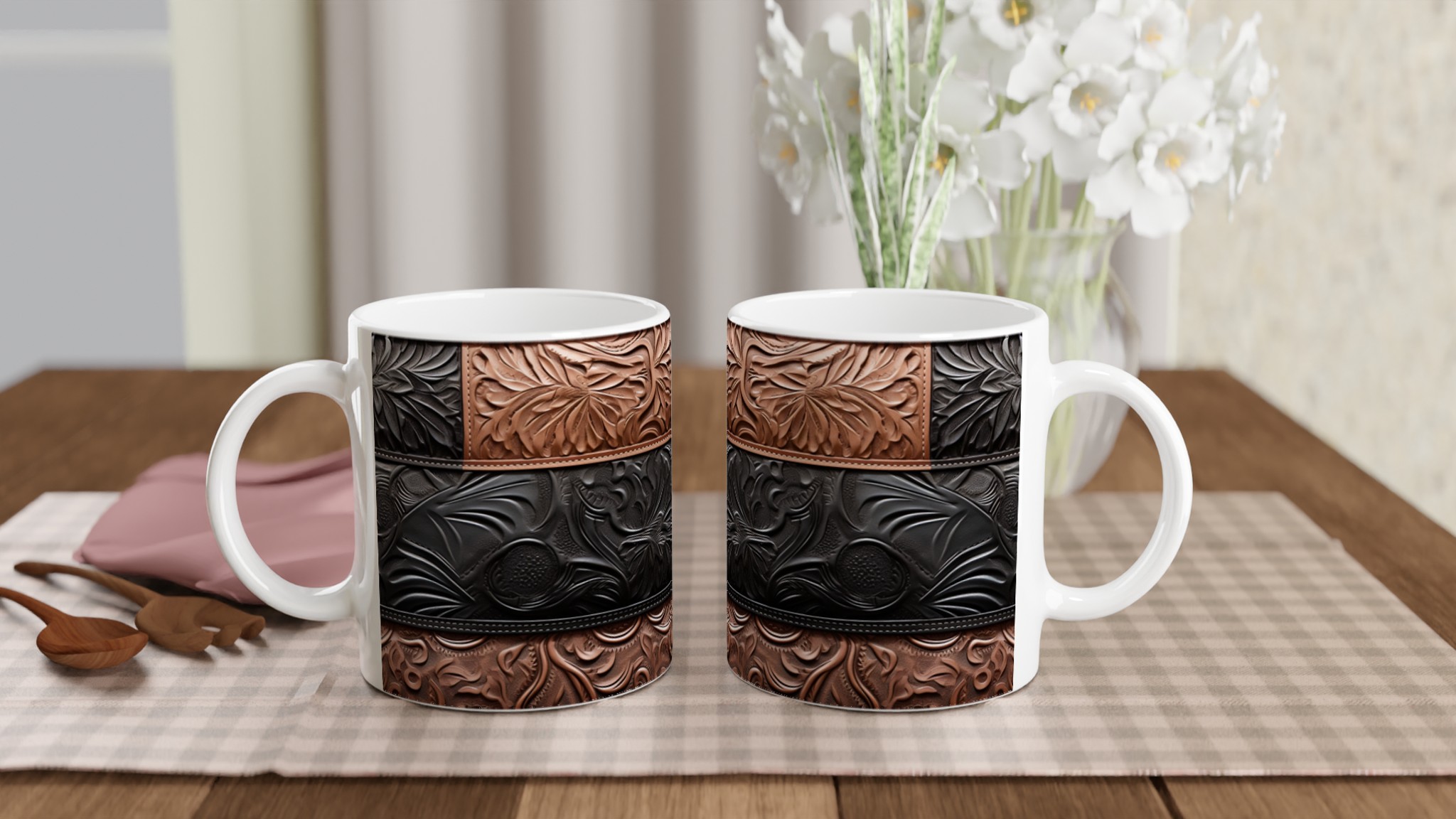 Mugg i präglat läderlook – Robust 11 oz keramikmugg i rustik design, perfekt för hem & kontor 10 1c69debe-263b-4c94-b6bb-f06528e2ac9e