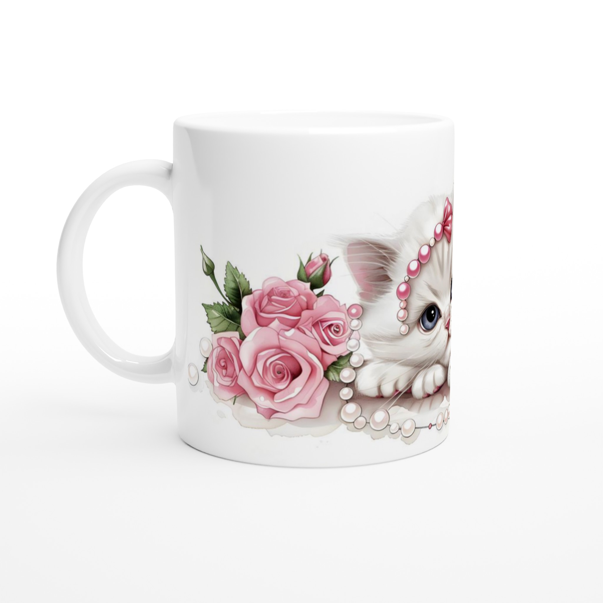 Söt kattunge och rosor 11oz keramisk mugg – charmig design för kaffeälskare i flera färger 1 1daf5d89-5e5b-4e8e-a7ad-acc59e6f9cb5