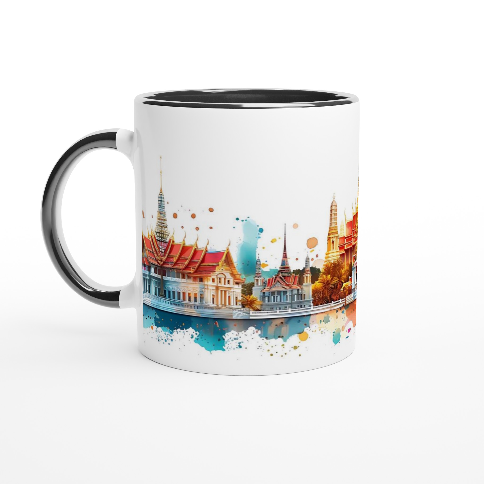 Bangkok Skyline Akvarell Mugg - 11oz Keramikmugg i Valfri Färg, Diskmaskinsäker & Livfull Design 7 1dc65c81-d614-4640-98a8-a858c7dafb5d