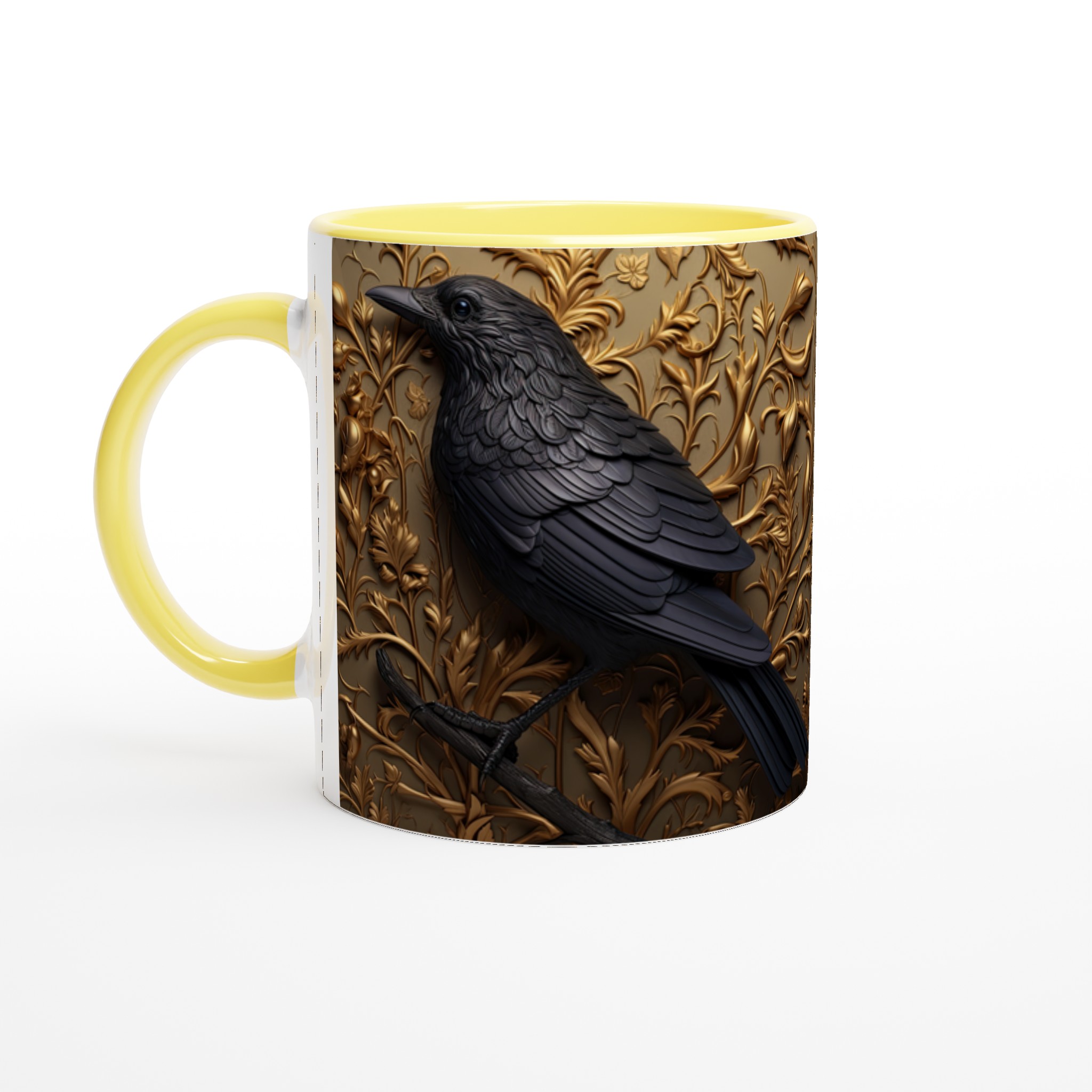 Vit 11oz keramisk mugg med elegant korpdesign i lyxig svart och guld 5 1ef26245-2a3c-4597-bb94-1bf6ebbc9f25