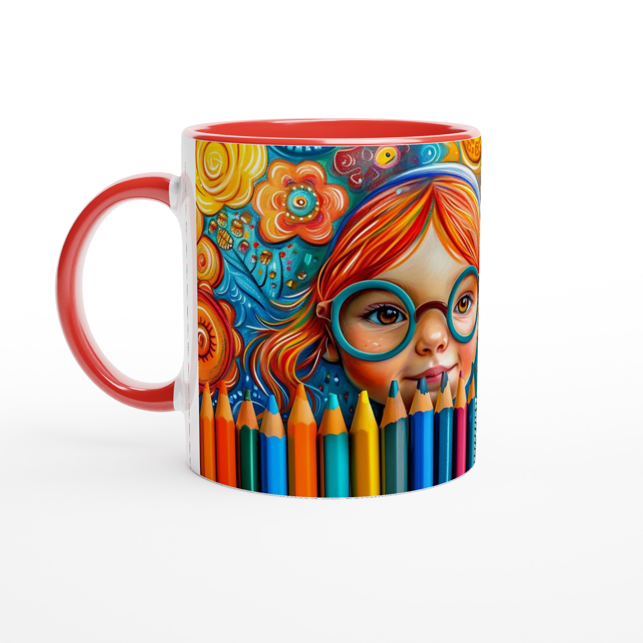 Konstnärlig Glädje Mugg – Vibrerande Design med Flicka & Pennor, 11oz Keramikmugg i Flera Färger 2 1efe90fc-15f9-4e2a-ae97-403ac5f10fce