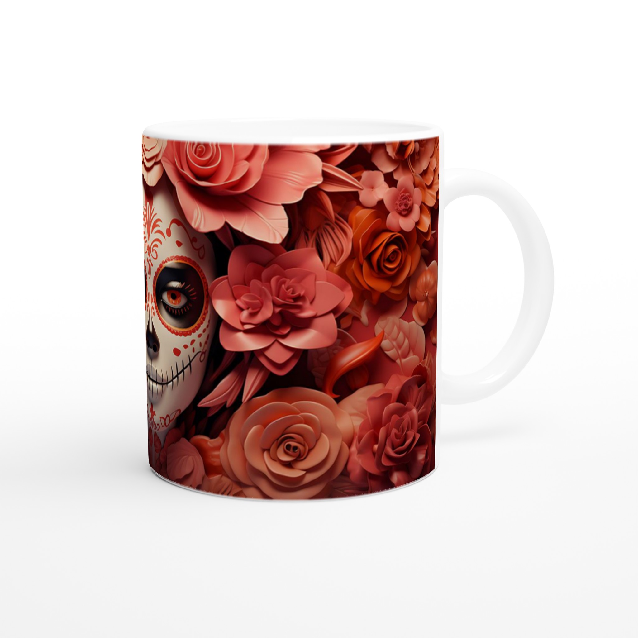 Dia de los Muertos Mugg – Färgstark Keramikmugg med Kalaca Tryck och Blomsterkrans 9 1f7068ca-4764-4539-ada2-d967c6b87fab