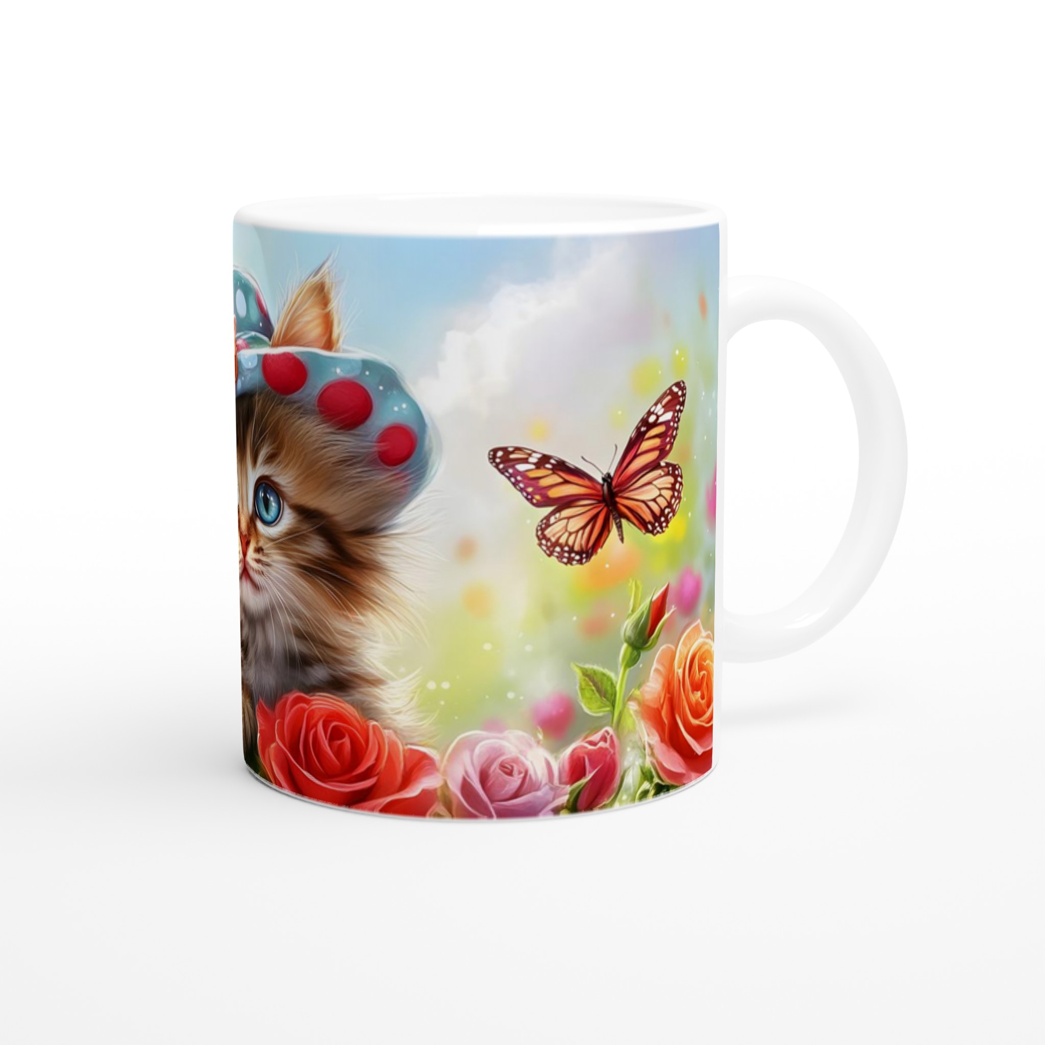 Söt kattunge i trädgård - 11oz Keramisk Mugg för Kaffe, Te och Varm Choklad – Välj din favoritfärg! 9 1f860f2c-6c66-4e4c-b551-a82942988ef4