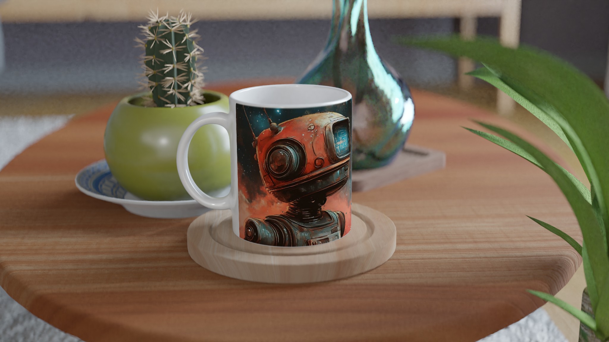 Retro Space Robot Mugg - Vit Keramikmugg 11oz med Sci-Fi Motiv i Livfulla Färger 9 1fb2878a-ba8e-42f3-b173-867856a035ca