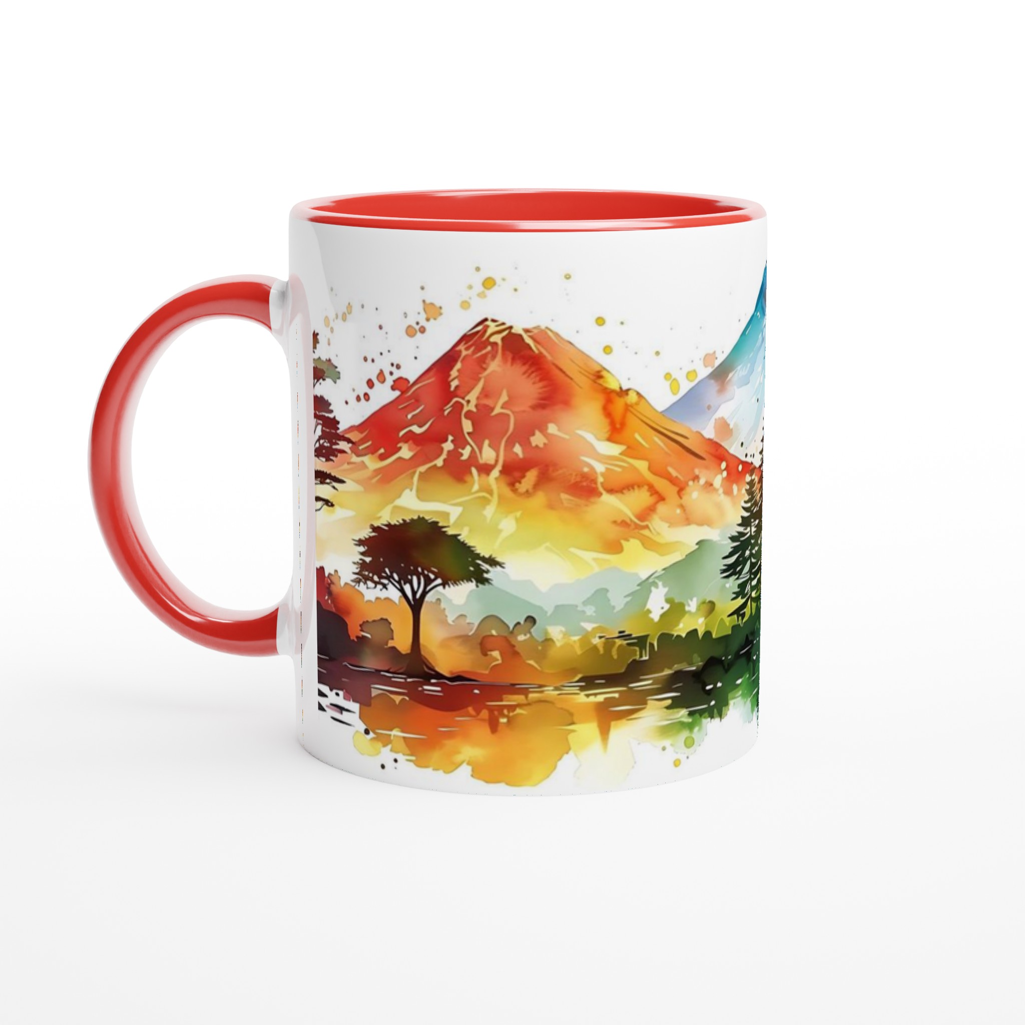 Akvarell Landskap Keramisk Mugg - Levande Berg och Sjödesign, 11 oz 2 1fe66700-7586-47f7-b463-ab663010b969