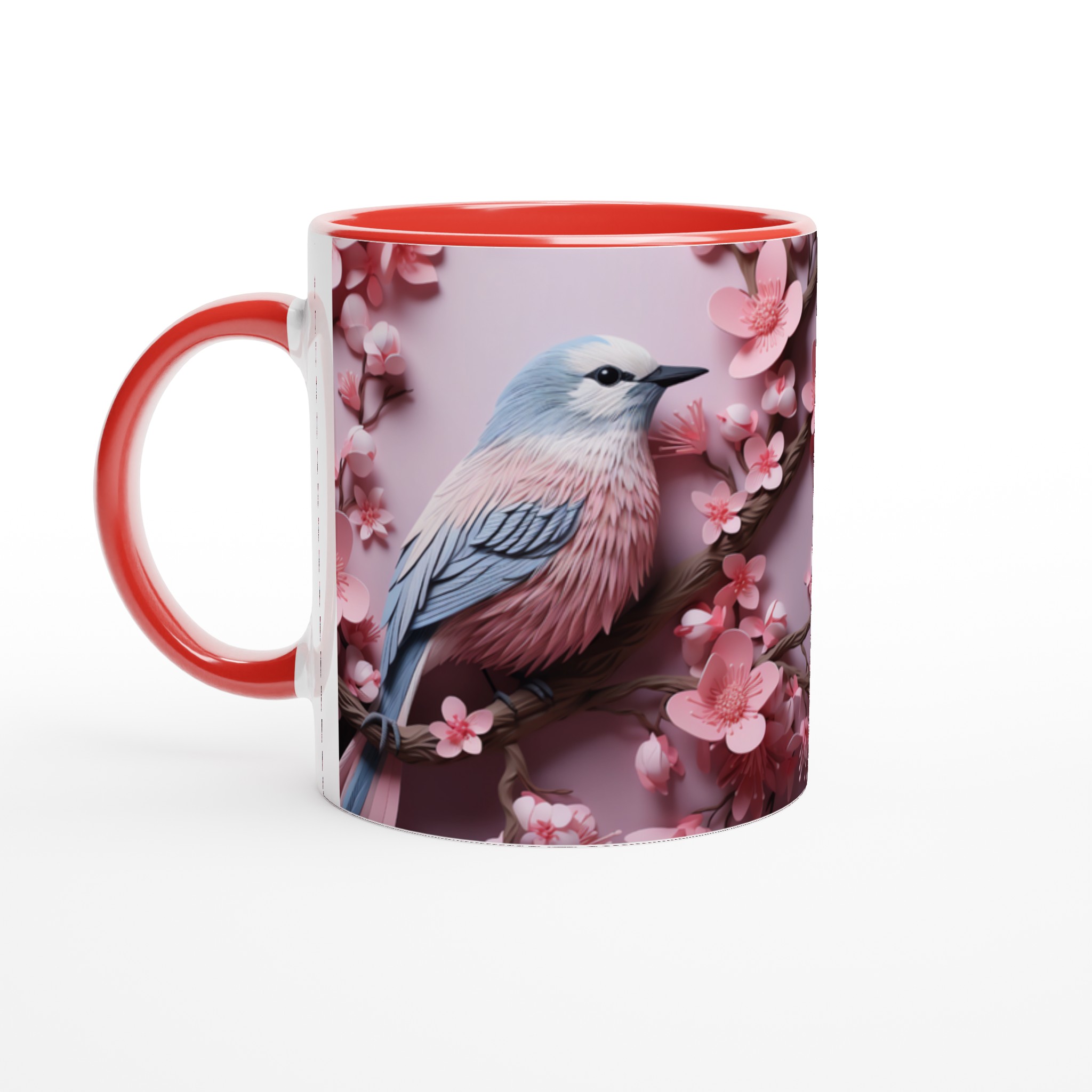 Körsbärsfågel Mugg – Keramisk 11oz Mugg med Drömsk Papperskonst och Vårinspirerade Färgval 2 206e16ec-2dc5-4f41-ae2d-2c77f2e0a174