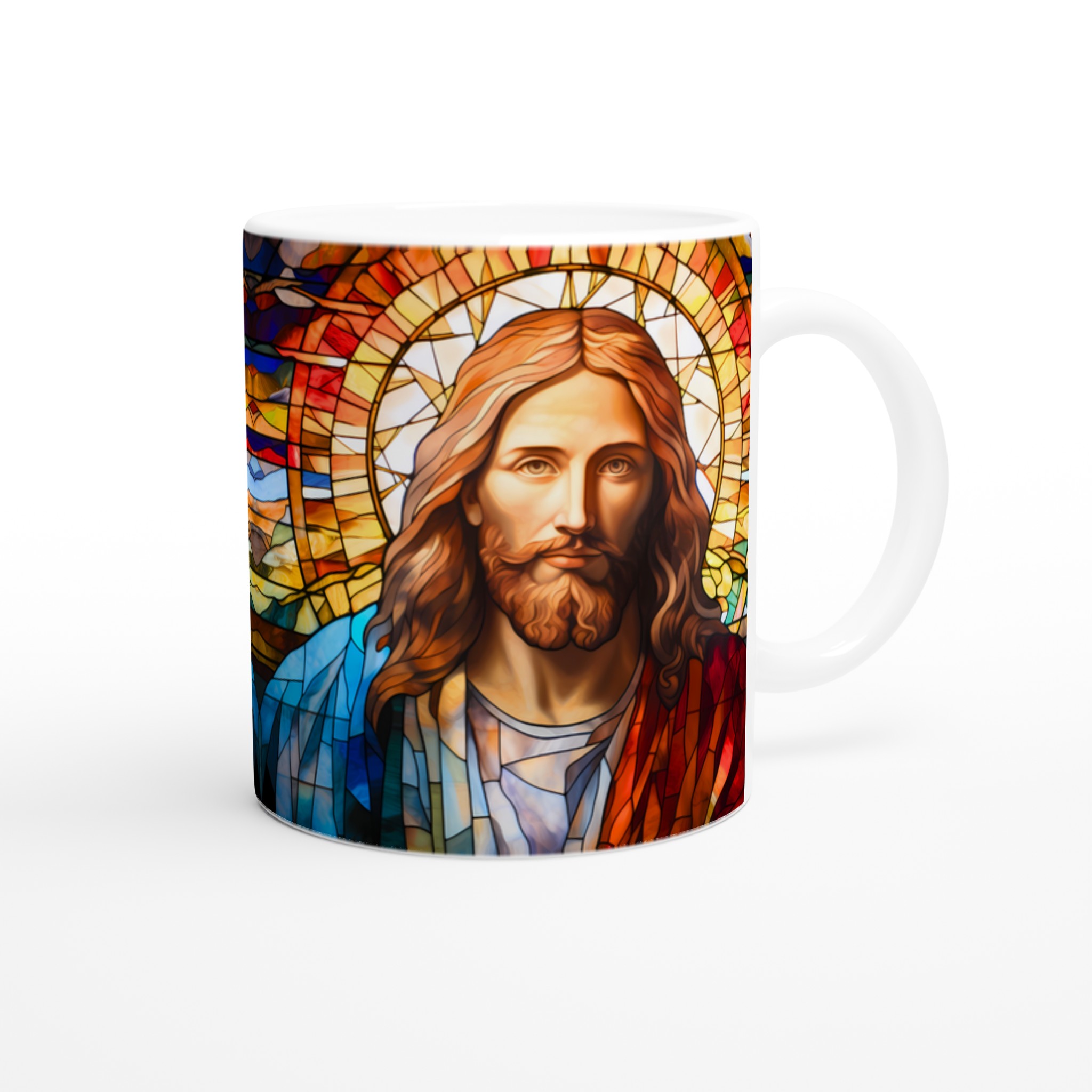Jesus i målat glas design 11oz Keramisk Mugg – Inspirerande konstverk för din favoritdryck 9 210087a1-05b0-4760-b24d-d6c6086a451b
