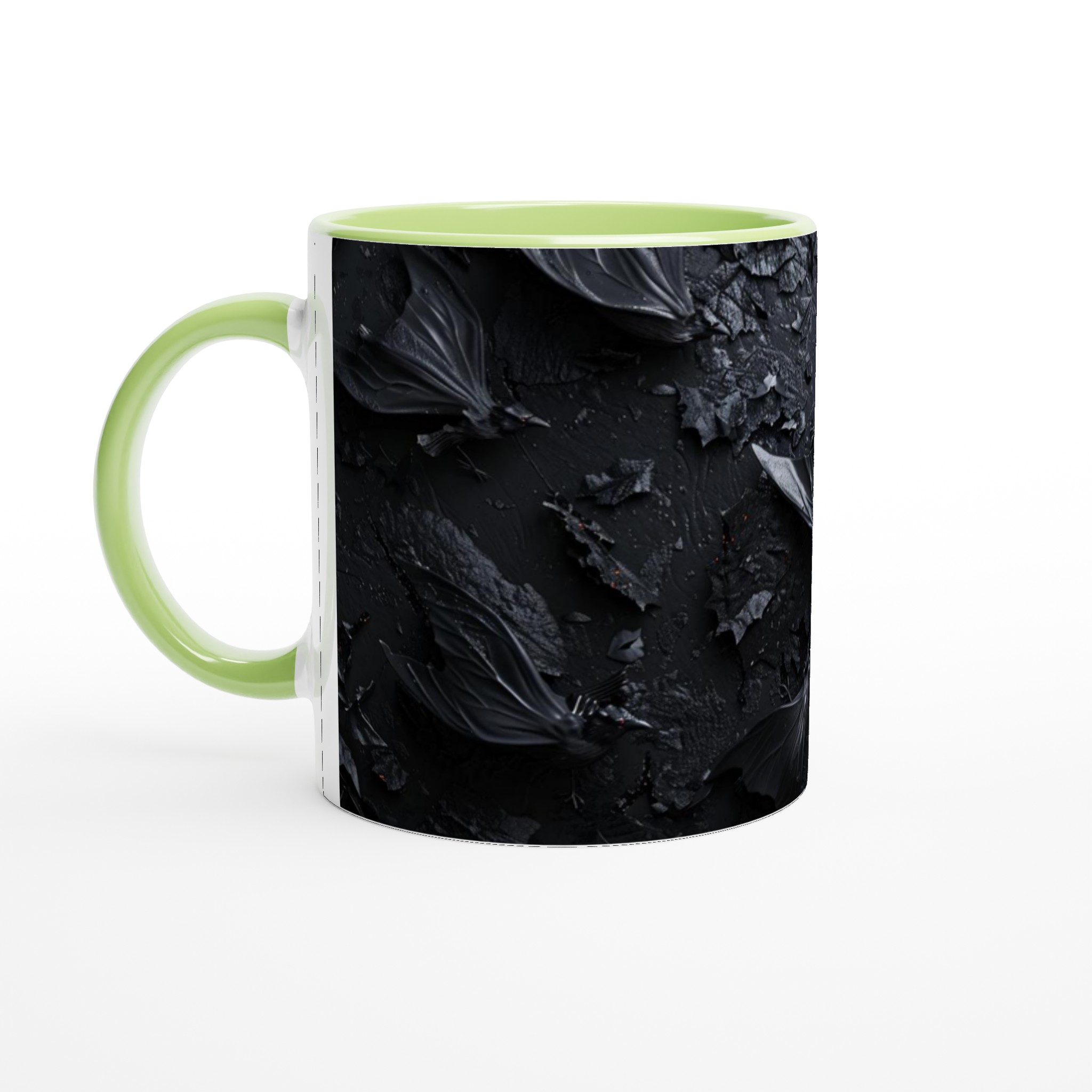 Vit 11oz keramisk mugg med dramatisk svart fågelmotiv – välj bland sju levande keramfärger 3 210cd94f-7725-4420-9d1b-128cfe4a5fd6