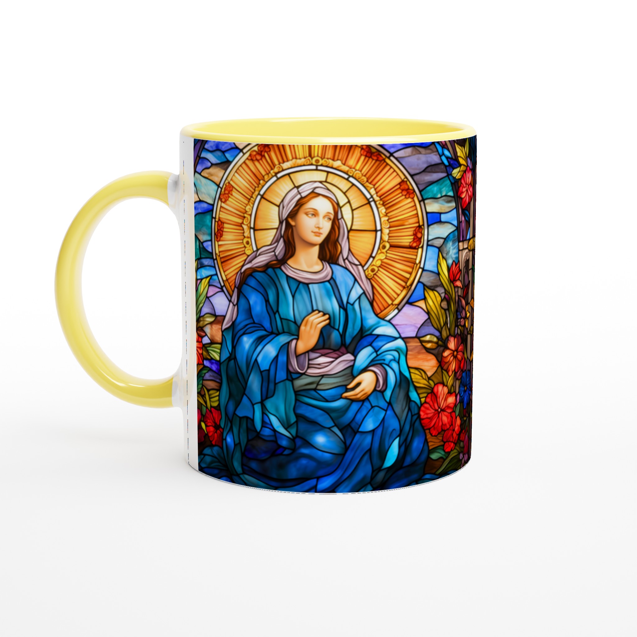 Mångfärgad Glasmålning Jungfru Maria Keramisk Mugg – Inspirerande Konst för Kaffeälskaren 5 211d784b-e796-452a-a9a5-15b0f67e53e2