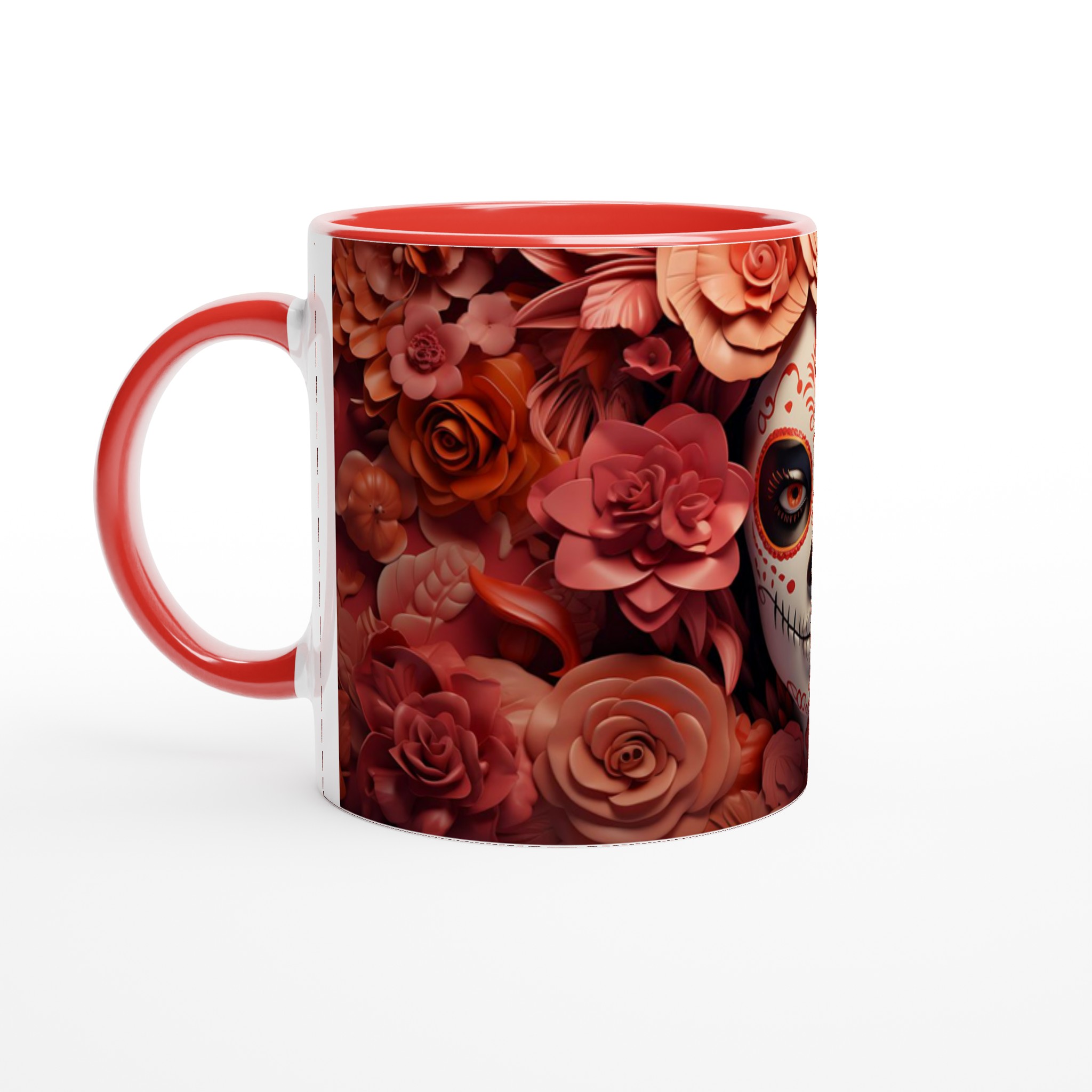 Dia de los Muertos Mugg – Färgstark Keramikmugg med Kalaca Tryck och Blomsterkrans 2 2144f80c-eb90-4178-a324-beb4c4bcd5ea