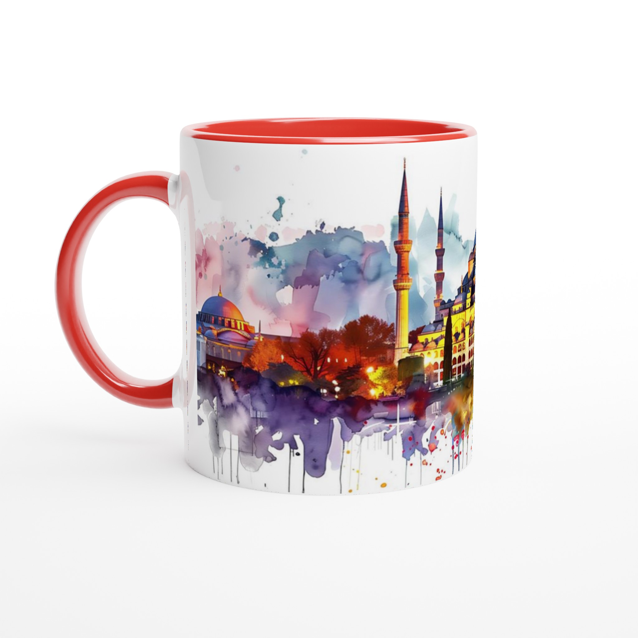 Istanbul Watercolor Skyline Mugg – Konstnärlig Siluett i Klara Färger 2 21556af7-fe09-4a12-9f79-bf8c2dde532b