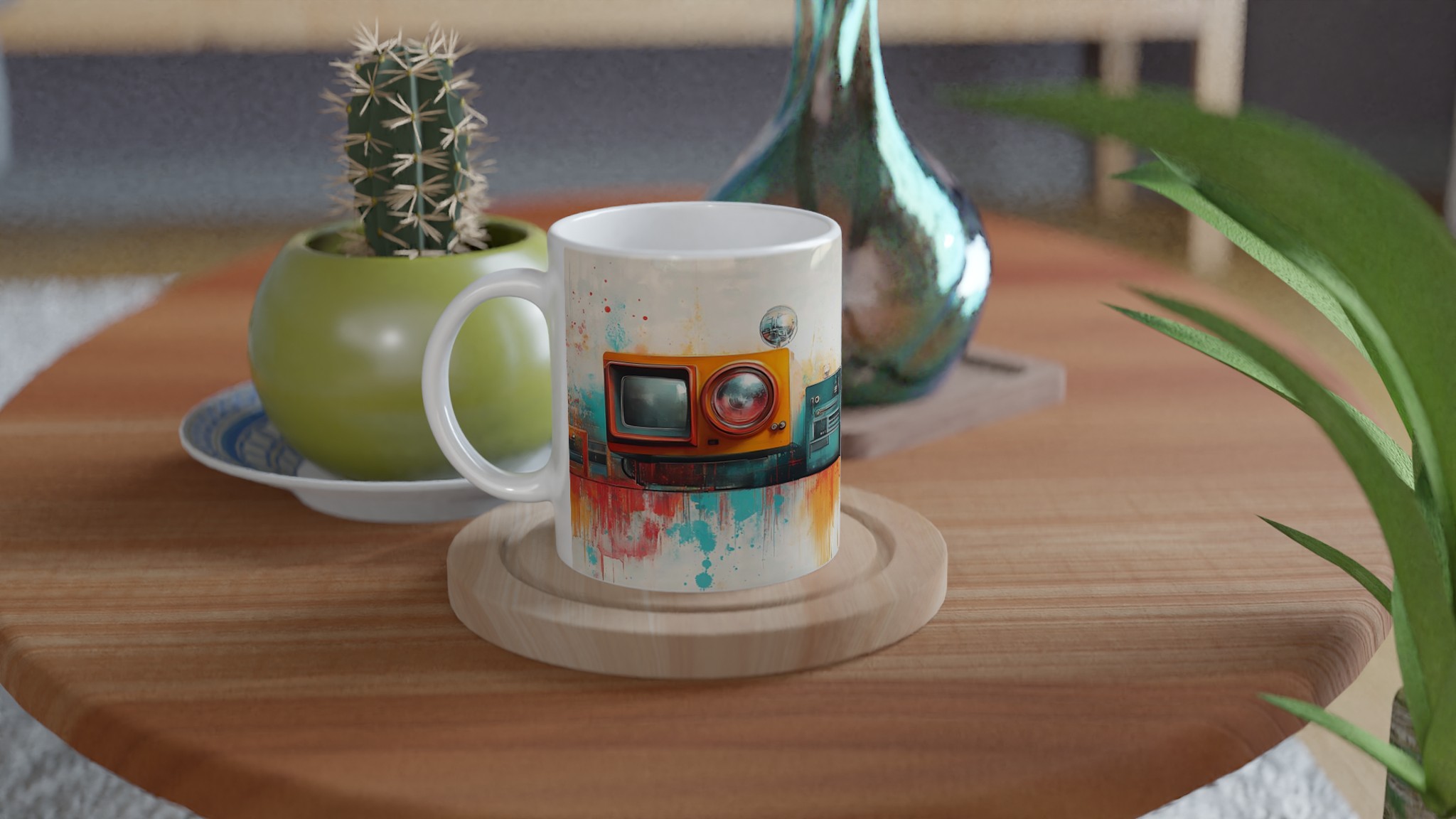Retro Tech Fusion 11oz Keramisk Mugg – Konstnärligt Tryck & Färgstark Design 9 21929f65-2d5a-4f28-a2d4-1bcfd425401e