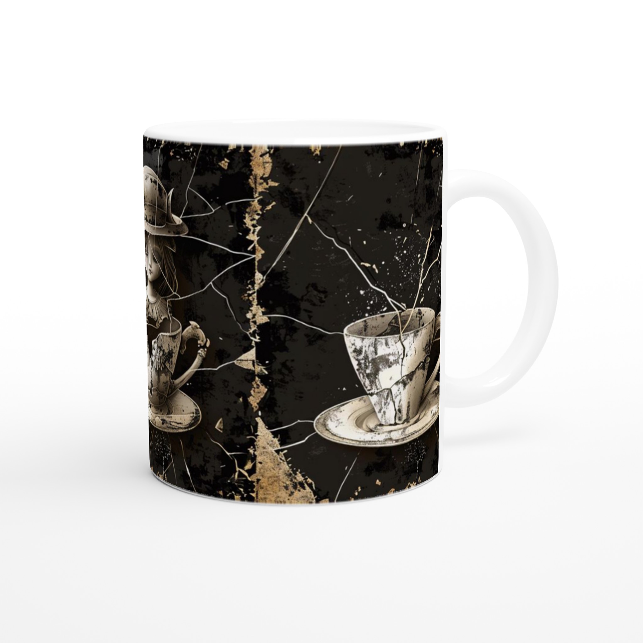 Vit 11oz keramisk mugg med gotiskt bruten dockstil i din favoritfärg 9 21abc89c-877c-486f-97eb-34ee03936529
