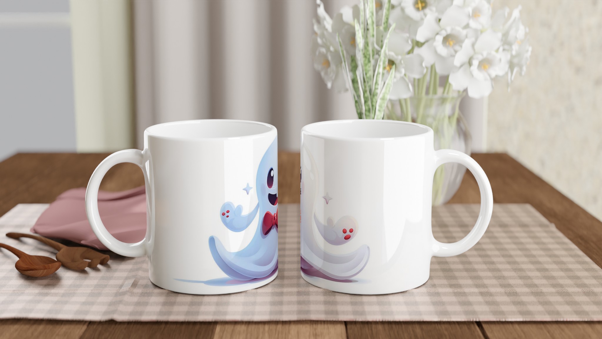 Söt Spöke med Fluga - 11oz Keramikmugg i ditt Val av Färg 10 2259edb8-40fa-4052-8523-20b295555855