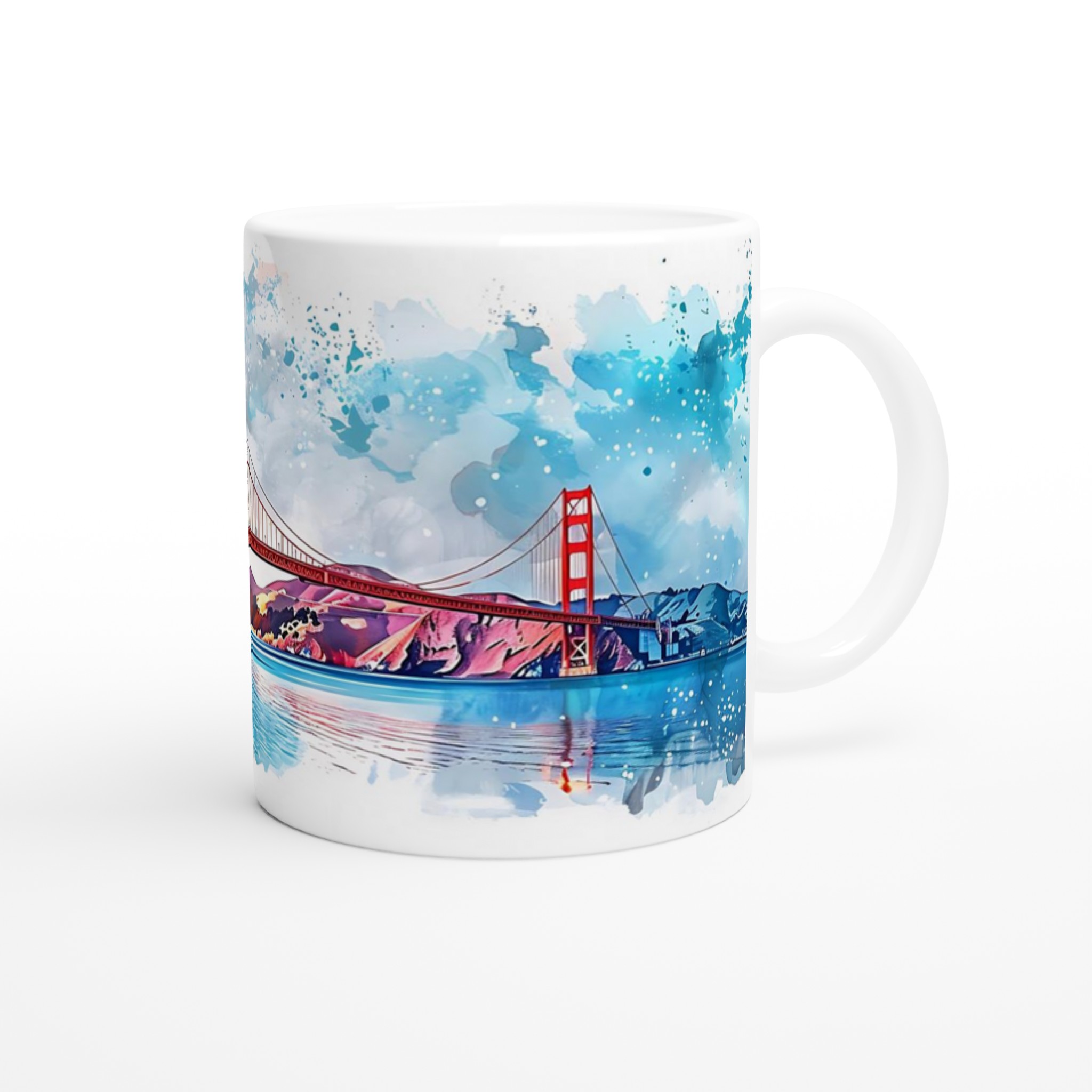 Golden Gate Bridge Akvarellmugg – Konstnärlig 11oz Keramisk Mugg i Väljbar Färg 9 22c062d4-9861-4881-90f2-98fd6bdcc9fb