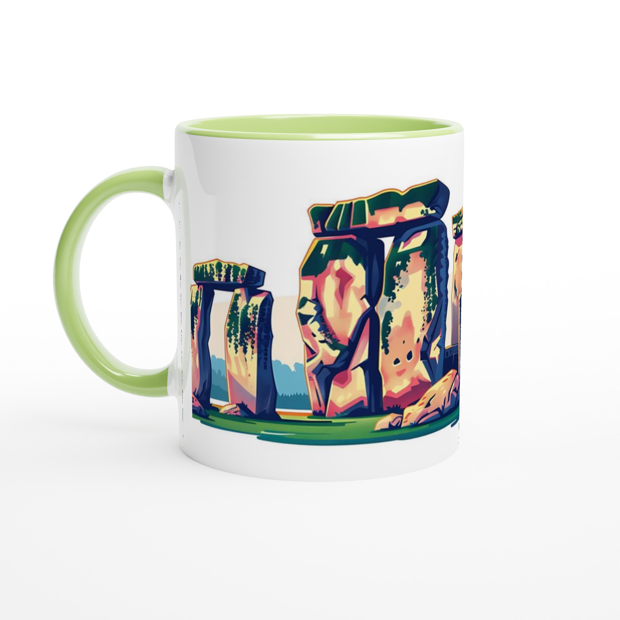 Historiska Stonehenge & Slott Keramisk Mugg – 11 oz i ditt val av sju livfulla färger 3 22c45eb0-debf-4bb3-95f5-5af4f056c6ce
