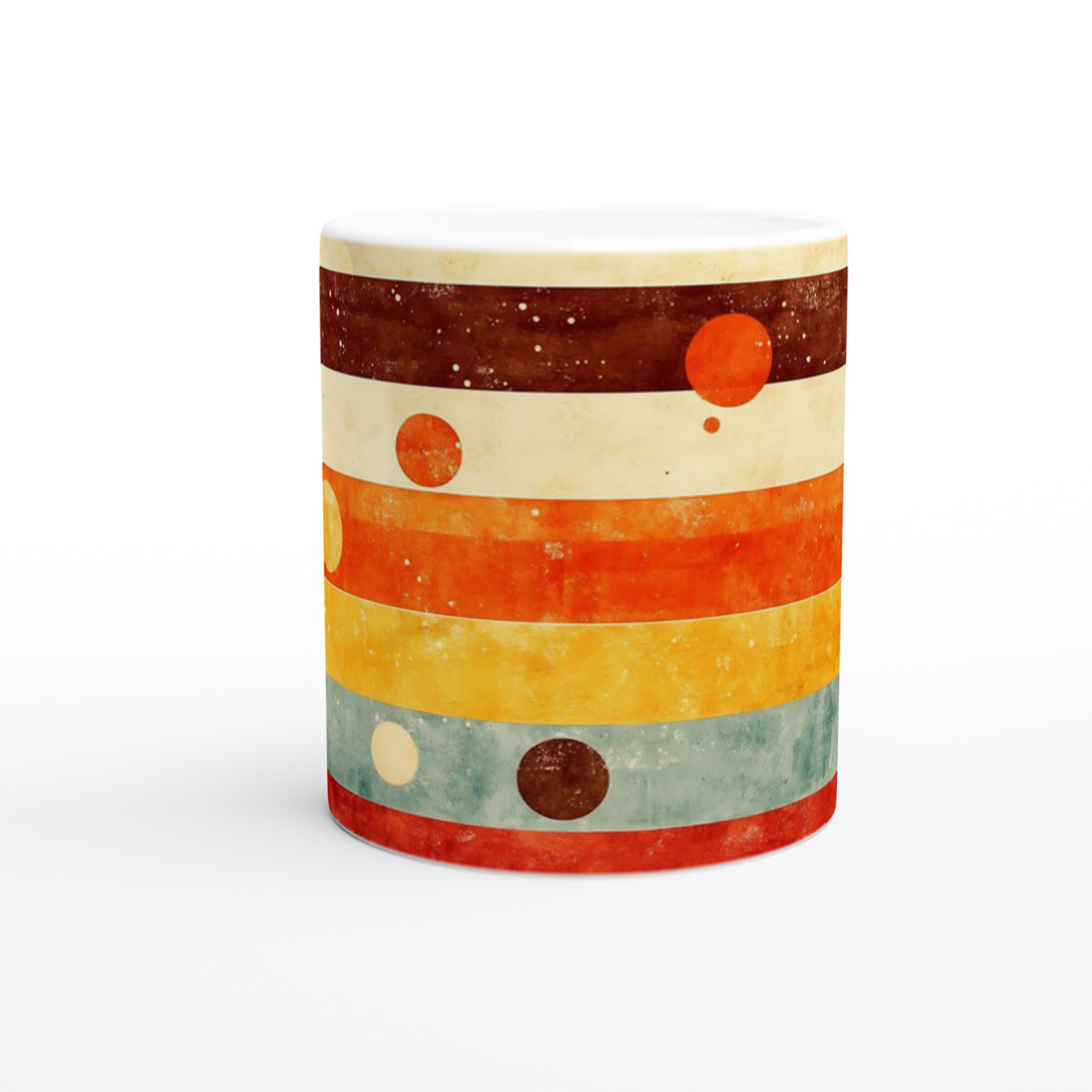 Retro Abstrakt Mugg - 11oz Keramikmugg i Vintage Färger & Geometrisk Design 8 2341e257-c9fe-47db-b42a-7a569dd1f104