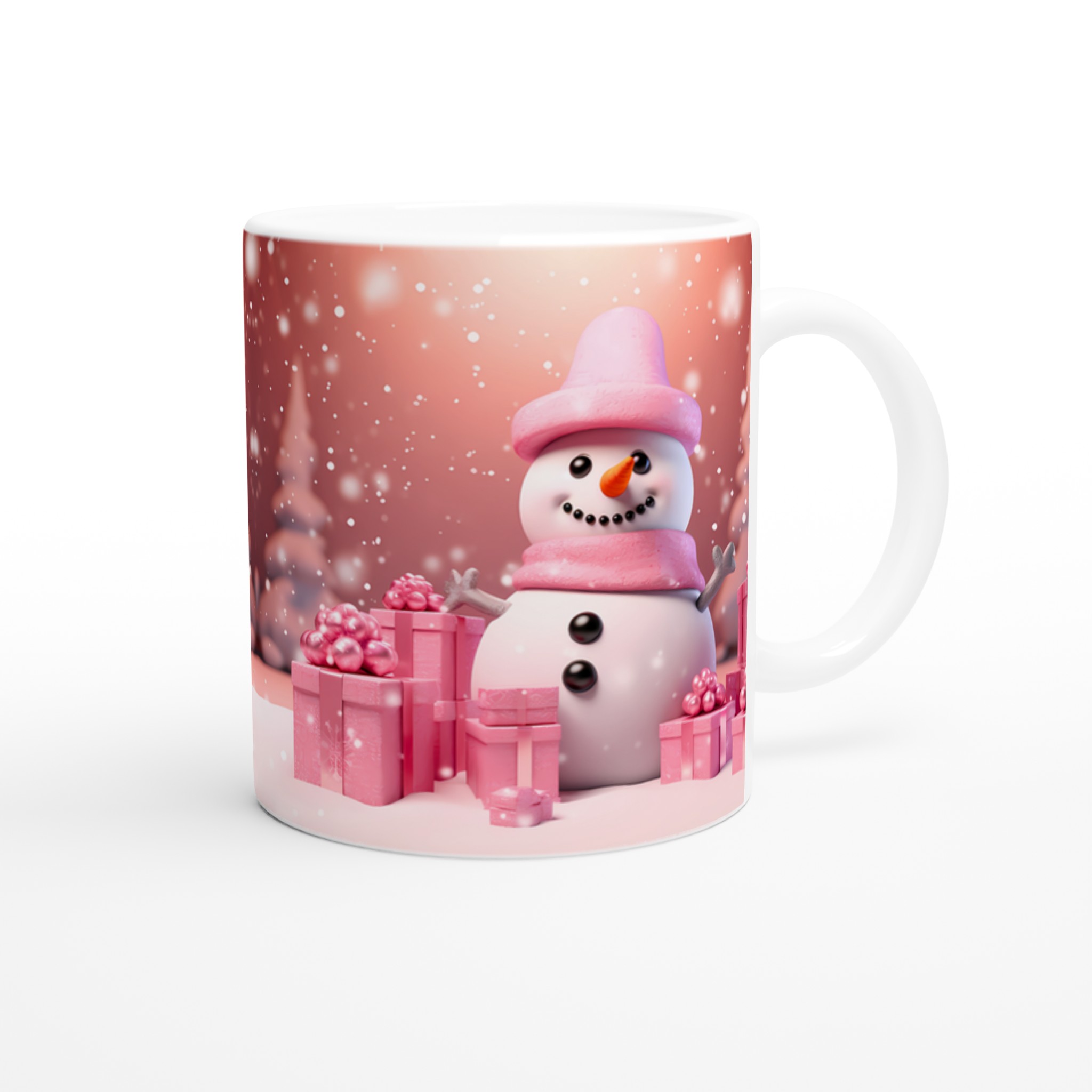 Mysig Vintermugg: Rosa Snögubbe & Presenter – 11oz Keramikmugg för Julglädje och Färgstarka Tryck! 9 2342bfc4-f485-4463-bb64-b69386a59fe4