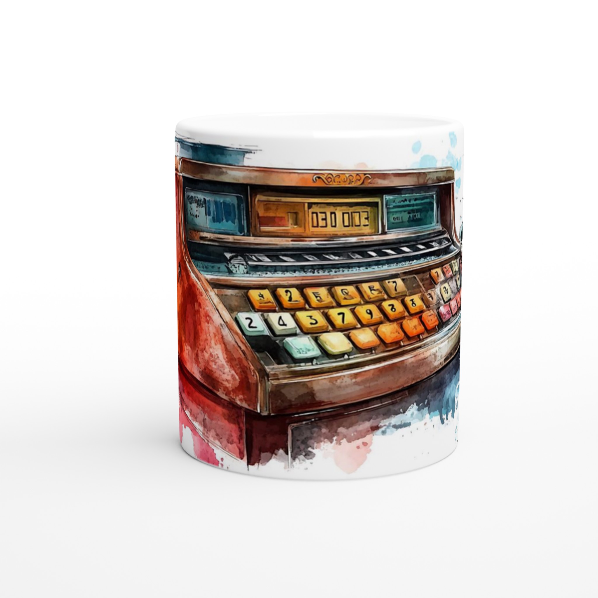 Retro Kassaapparat Keramisk Mugg – Nostalgisk Akvarellstil i 7 Färger 8 23daaf9c-9b9c-4d4f-b622-3fa3faf815aa