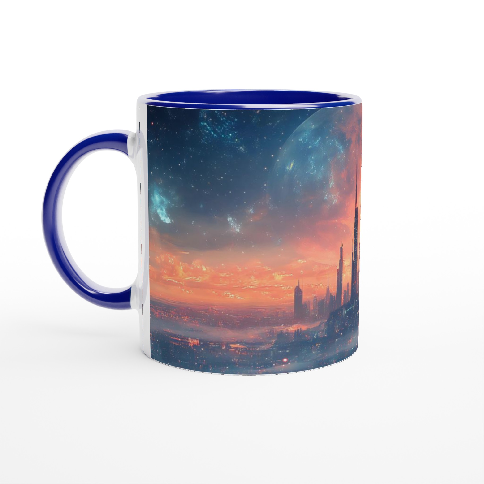 Futuristisk Stadsmugg – Sci-Fi Gryning Över Megalopolis Keramikmugg (11 oz) i flertalet färger 2 23ea2f4b-fae6-4a62-a137-d84b6c07cd0e