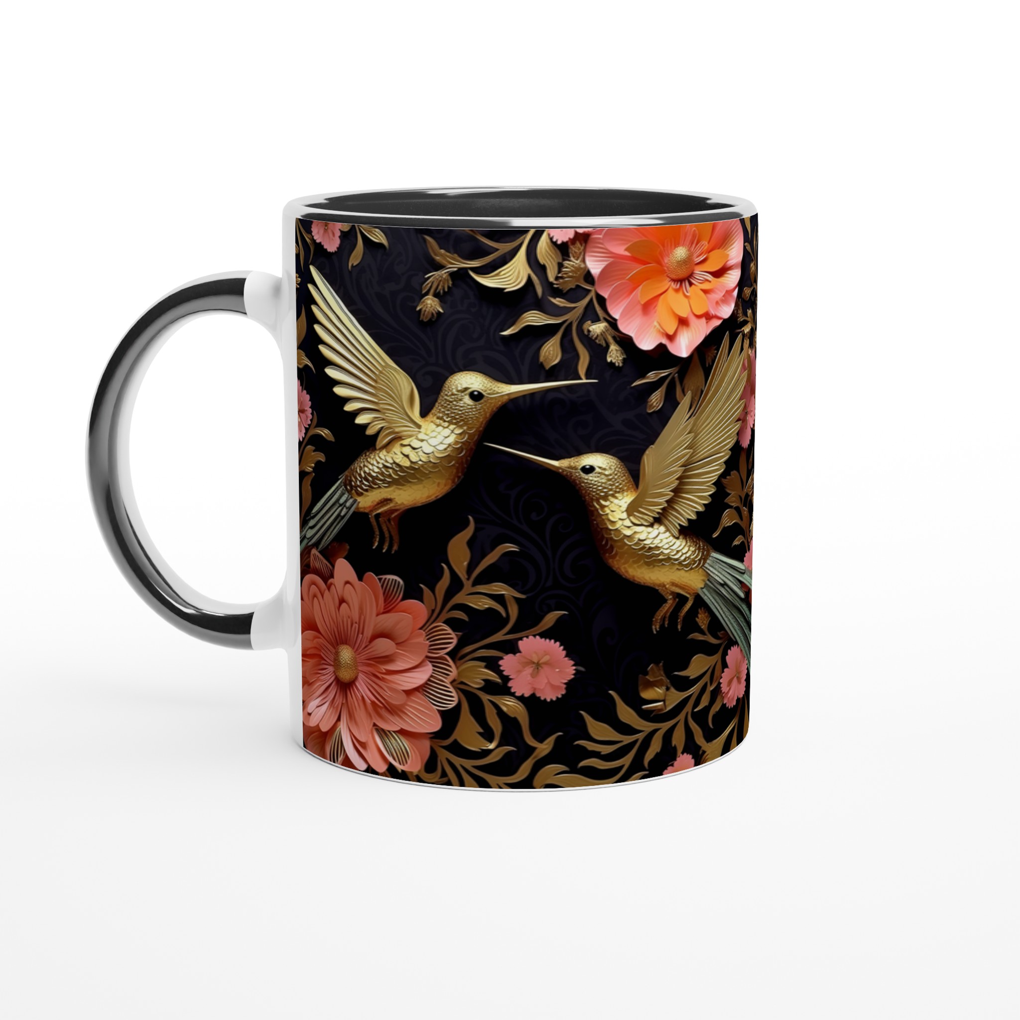Lyxig Kolibri & Blommig Keramikmugg - Guldskimrande Design i Ditt Färgval 7 241ddbd9-7208-42de-be48-859e55f60df0