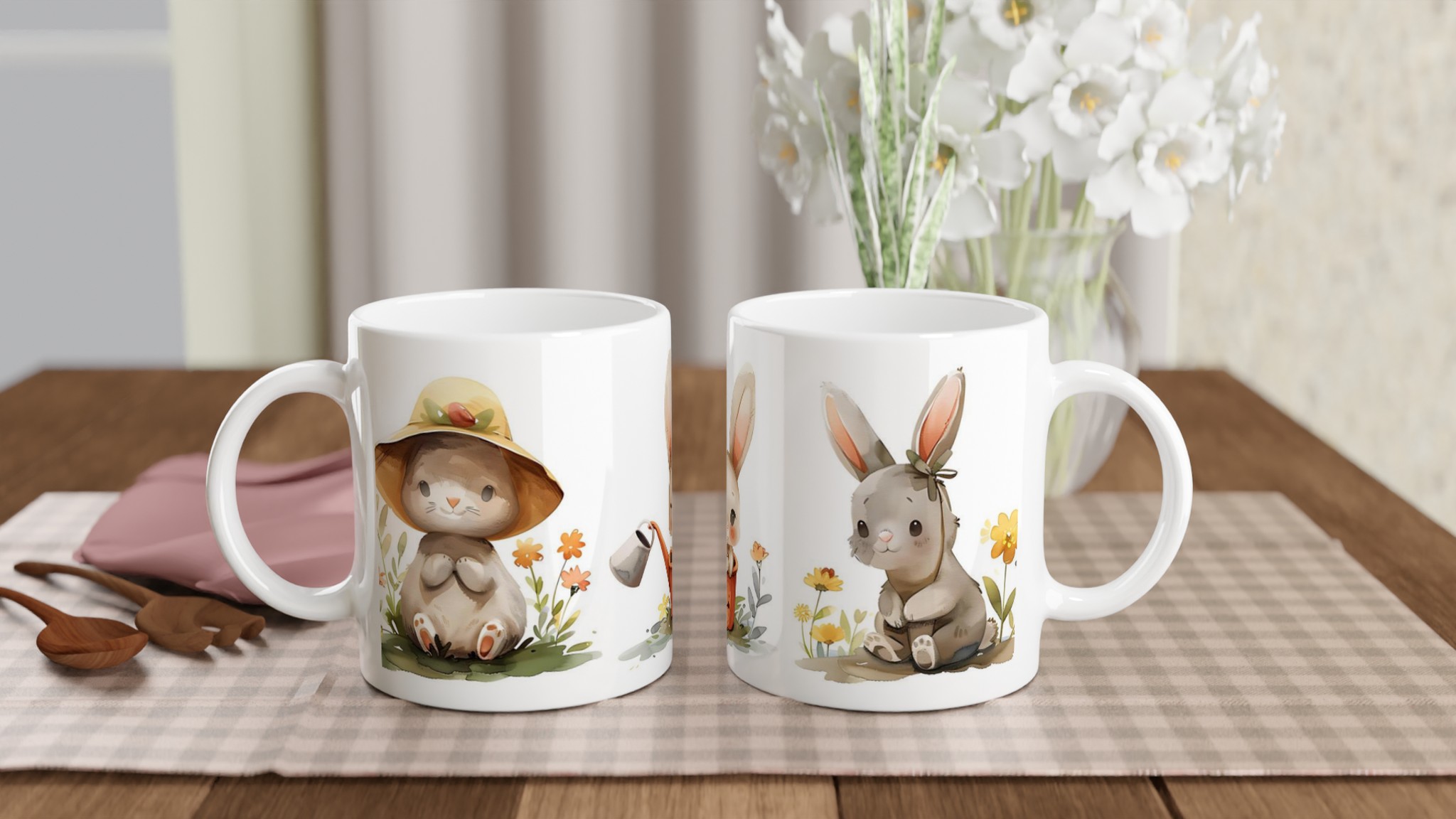 Söta Vattenfärgskaniner 11oz Keramisk Mugg – Perfekt för Påsk & Vårfika i Valfri Färg! 10 24795ed7-96fd-4fd8-8e73-100f29e09278