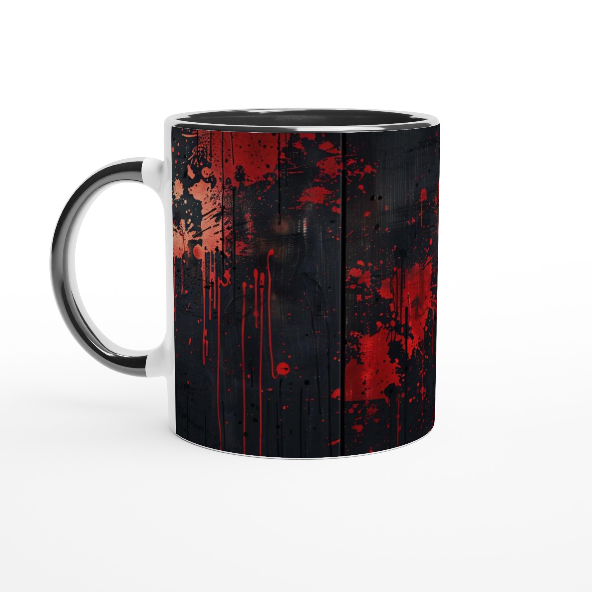 Vit 11oz keramisk mugg med dramatisk röd och svart konstnärlig design – välj din färg för unik stil 7 2485ba14-d377-41ac-972c-75d1ef3a685f