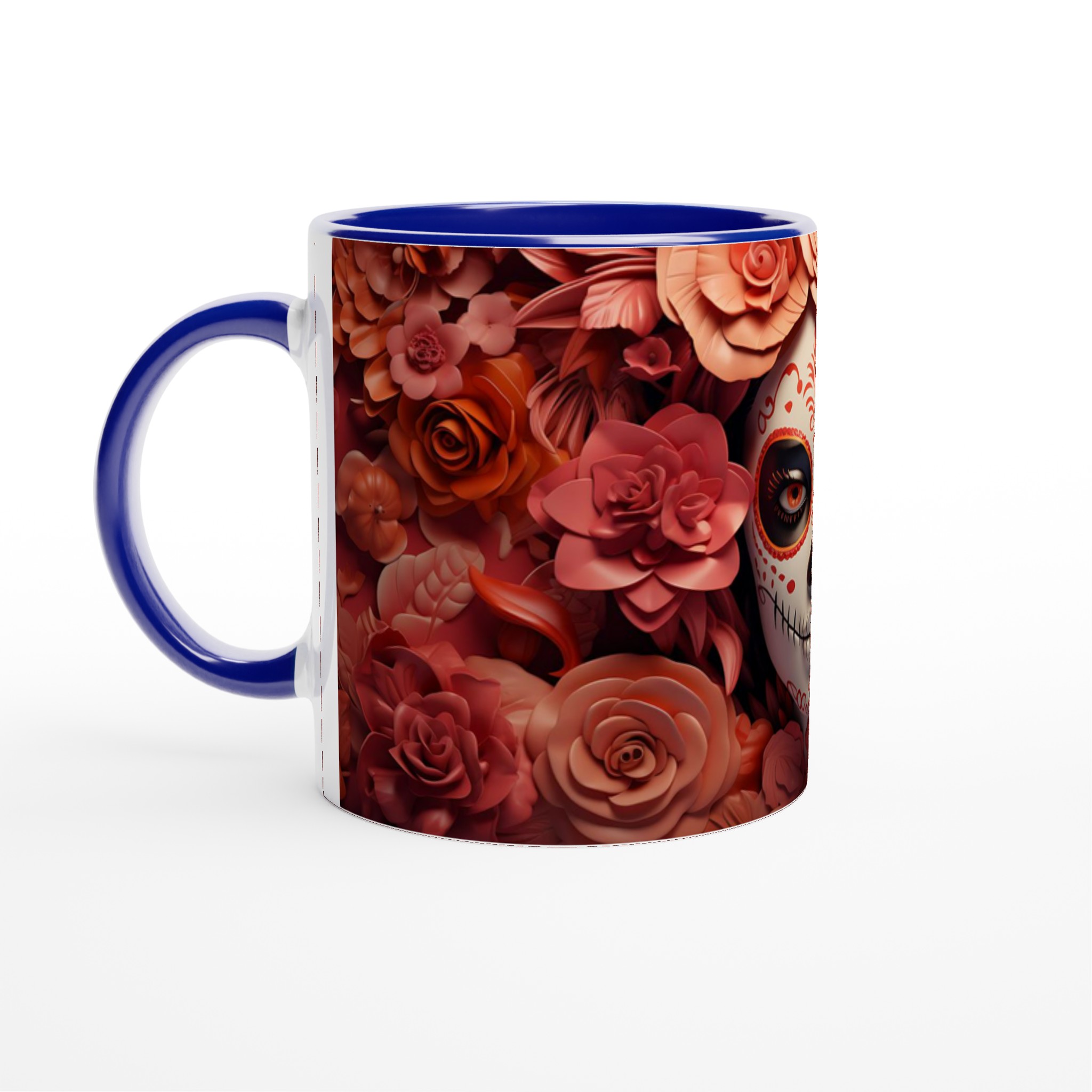 Dia de los Muertos Mugg – Färgstark Keramikmugg med Kalaca Tryck och Blomsterkrans 4 24b43d17-69ff-4650-9a2c-ded59b184359