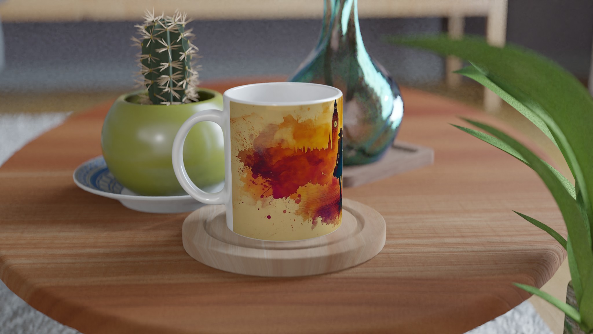 London Watercolor Romance: Konstnärlig 11oz Keramikmugg – Välj bland sju levande färger! 10 24f23c56-50a4-490c-b787-610360f6aa11